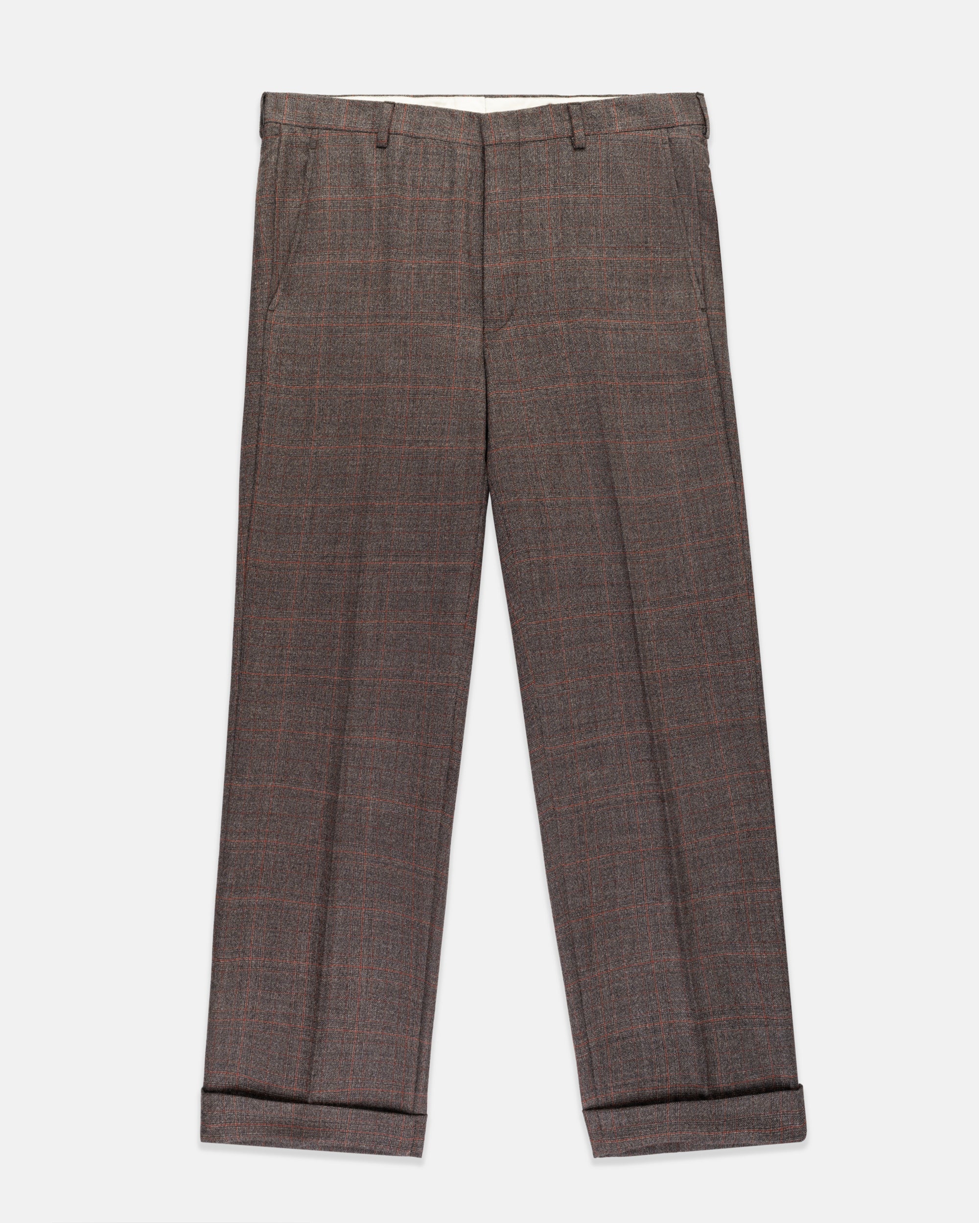 Made-in-USA Brown Plaid With Windowpane Wool Suit