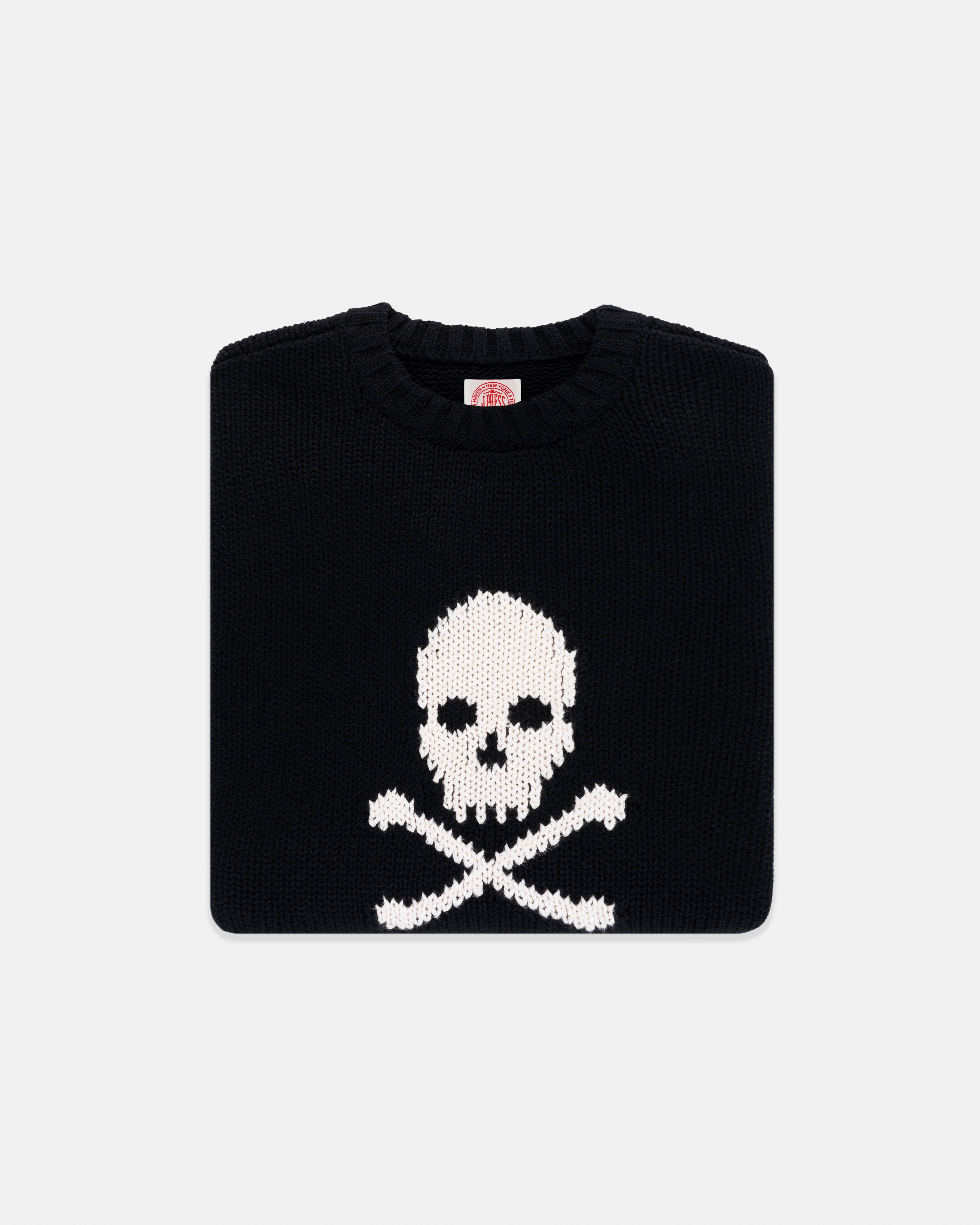 Skull & Bones Intarsia Knit Cotton Sweater