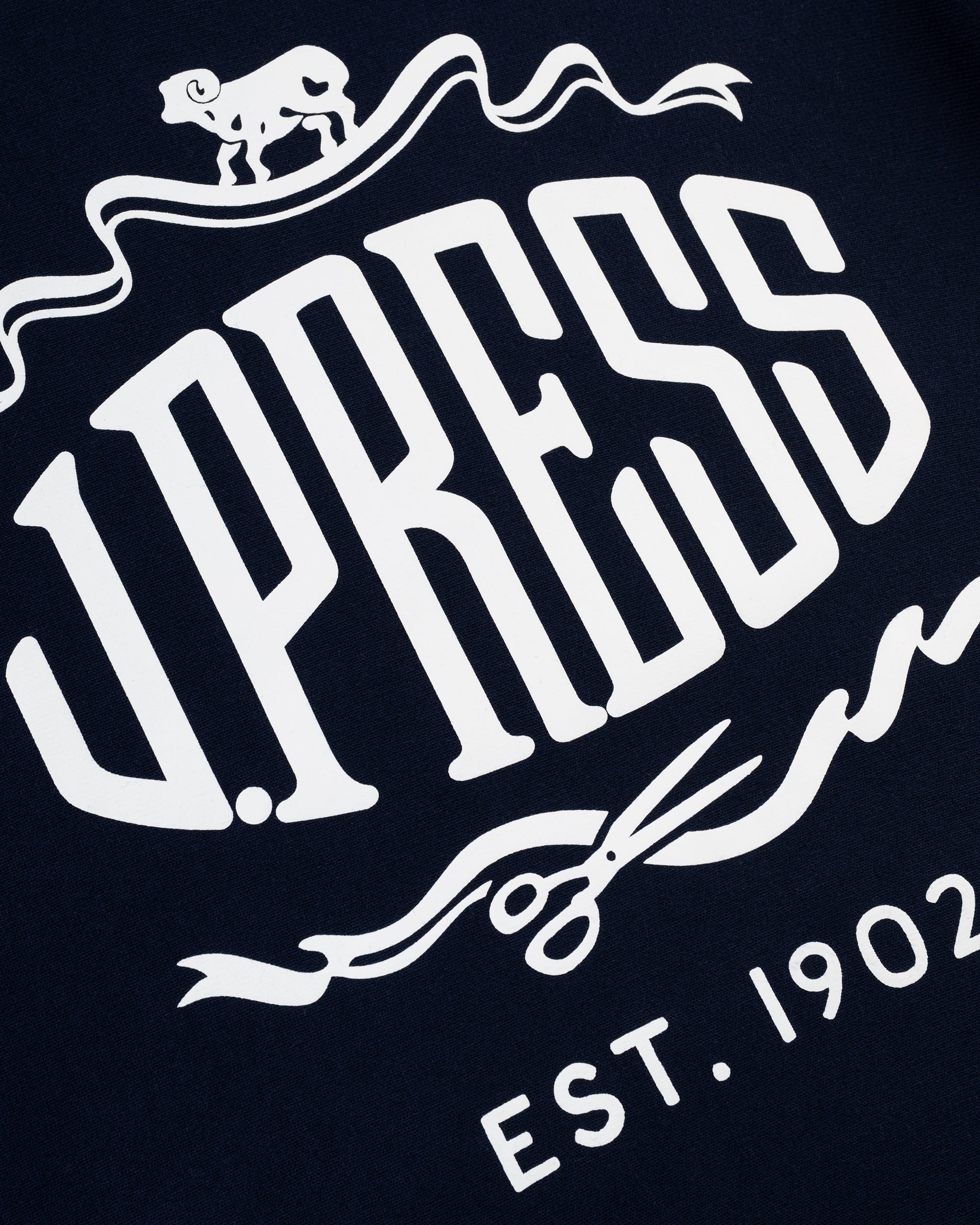 Made-in-USA Navy J. Press "Sheep and Shears" Logo Sweatshirt
