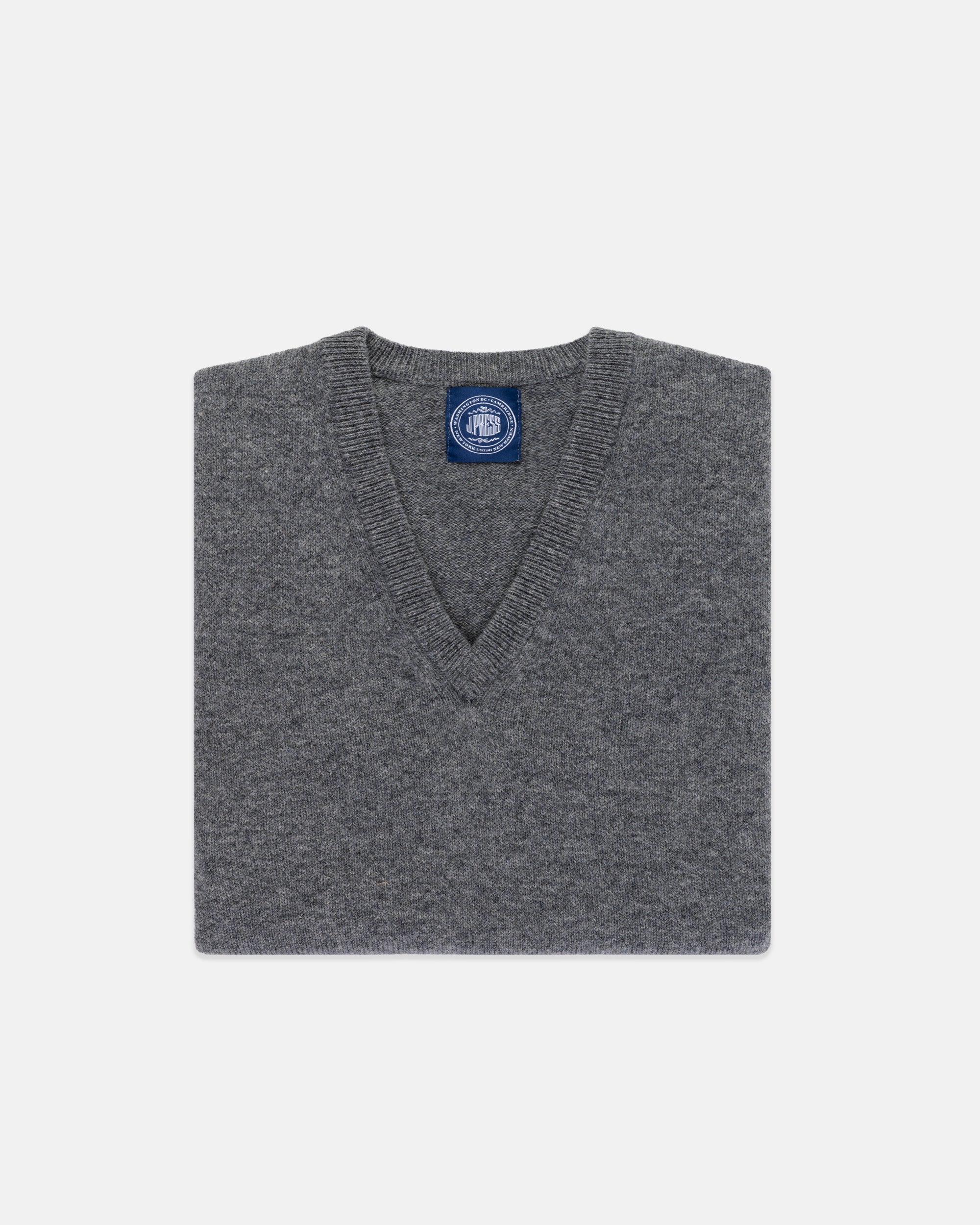 Grey Lambswool V-neck Sweater Vest