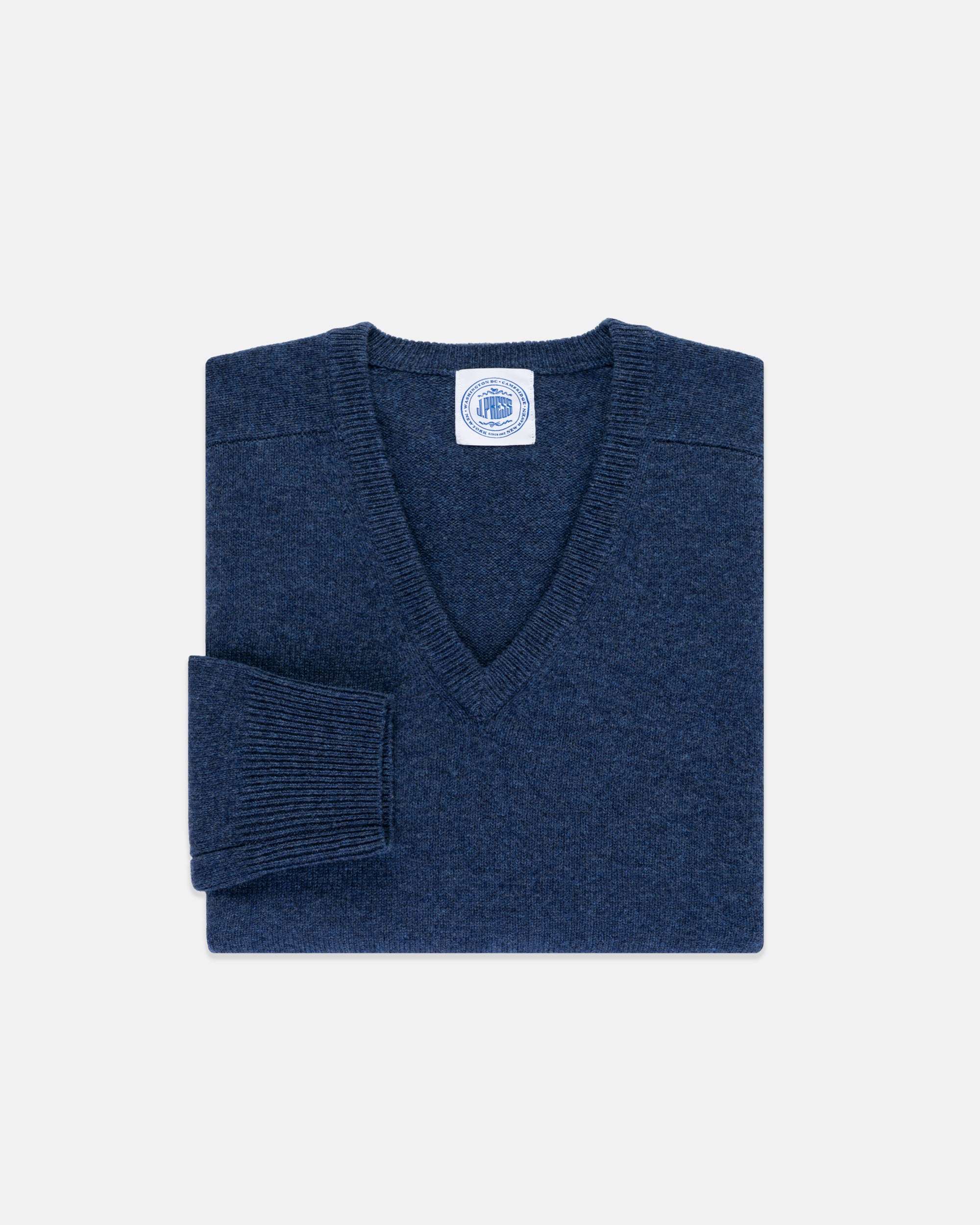 Medium Blue Lambswool V-neck Sweater