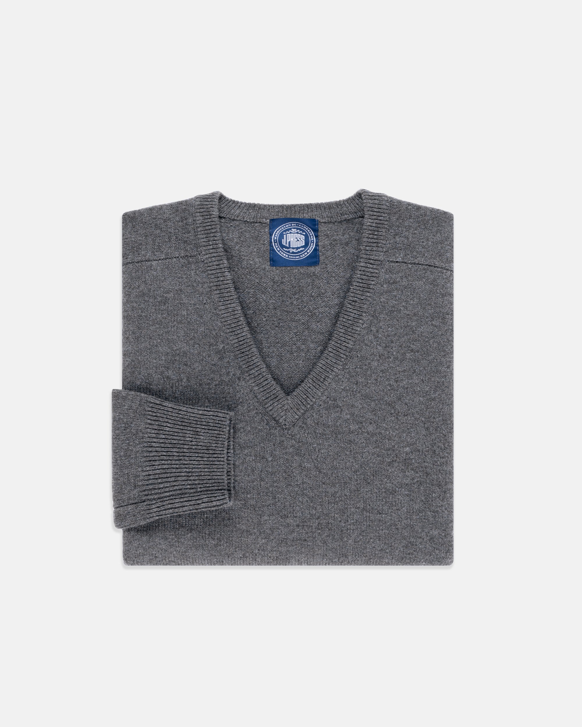 Grey Mix Lambswool V-neck Sweater