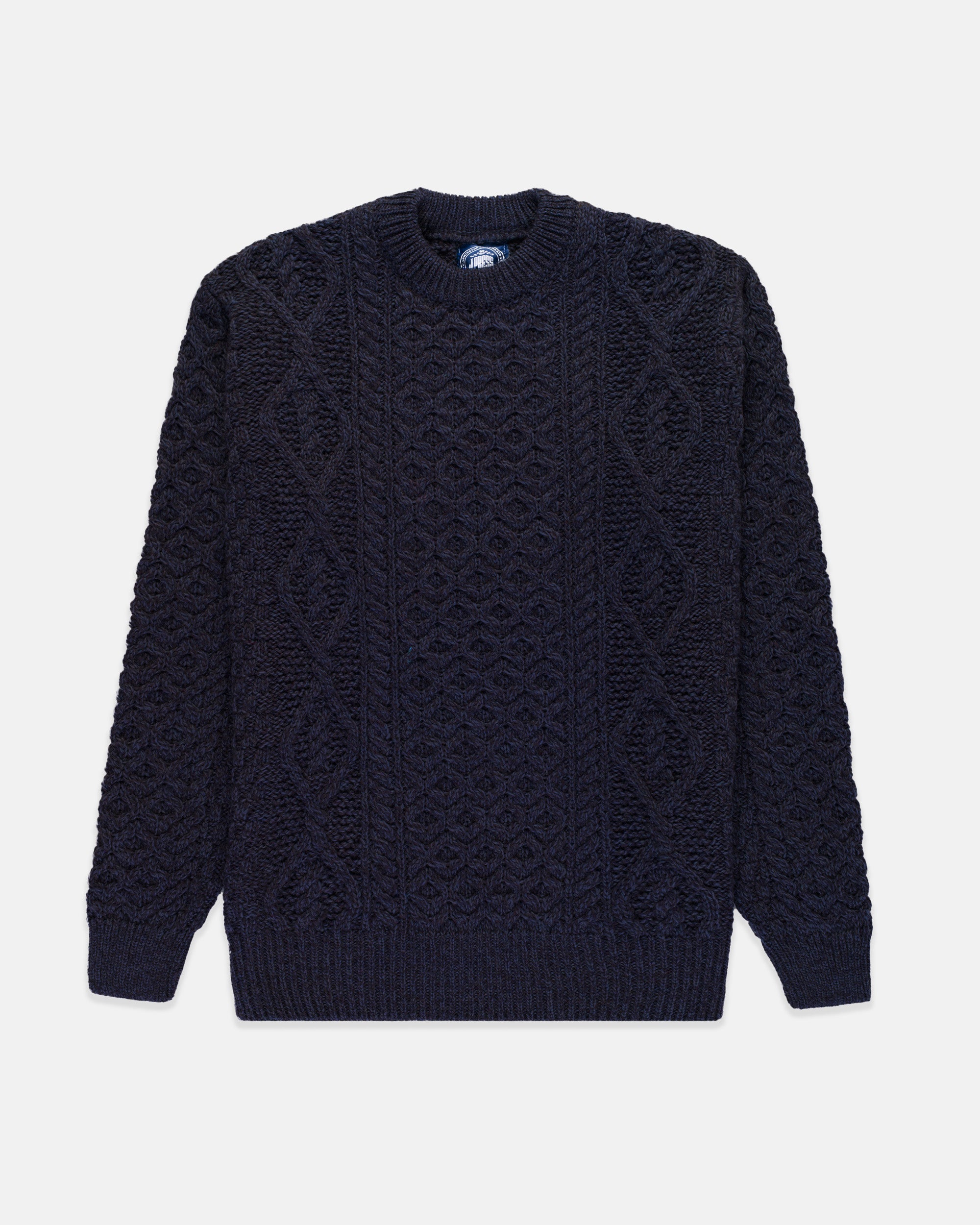 Made-in-Ireland Navy Aran Fisherman's Sweater