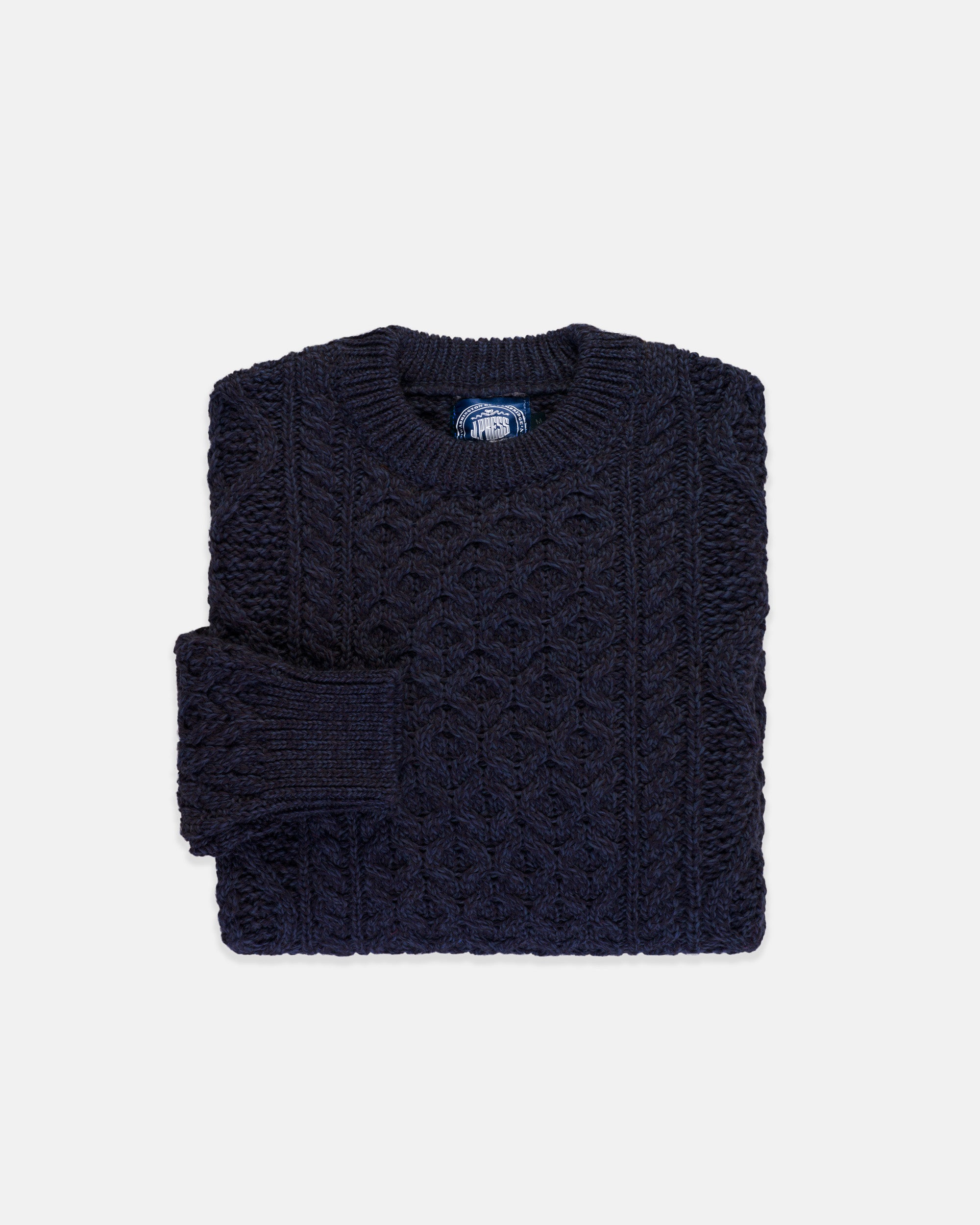Made-in-Ireland Navy Aran Fisherman's Sweater