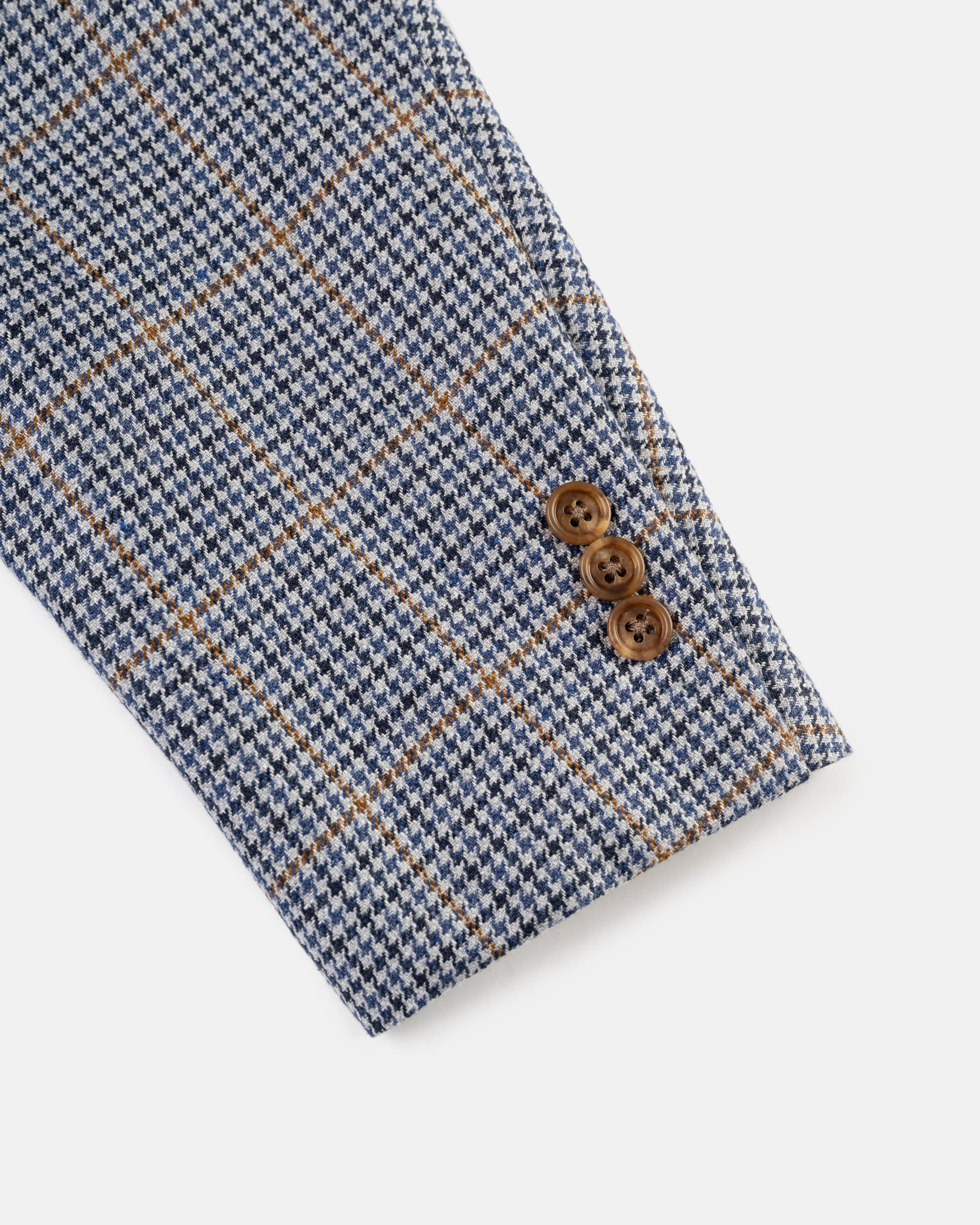 Made-in-Canada Blue & Copper Check Silk/Wool Sport Coat