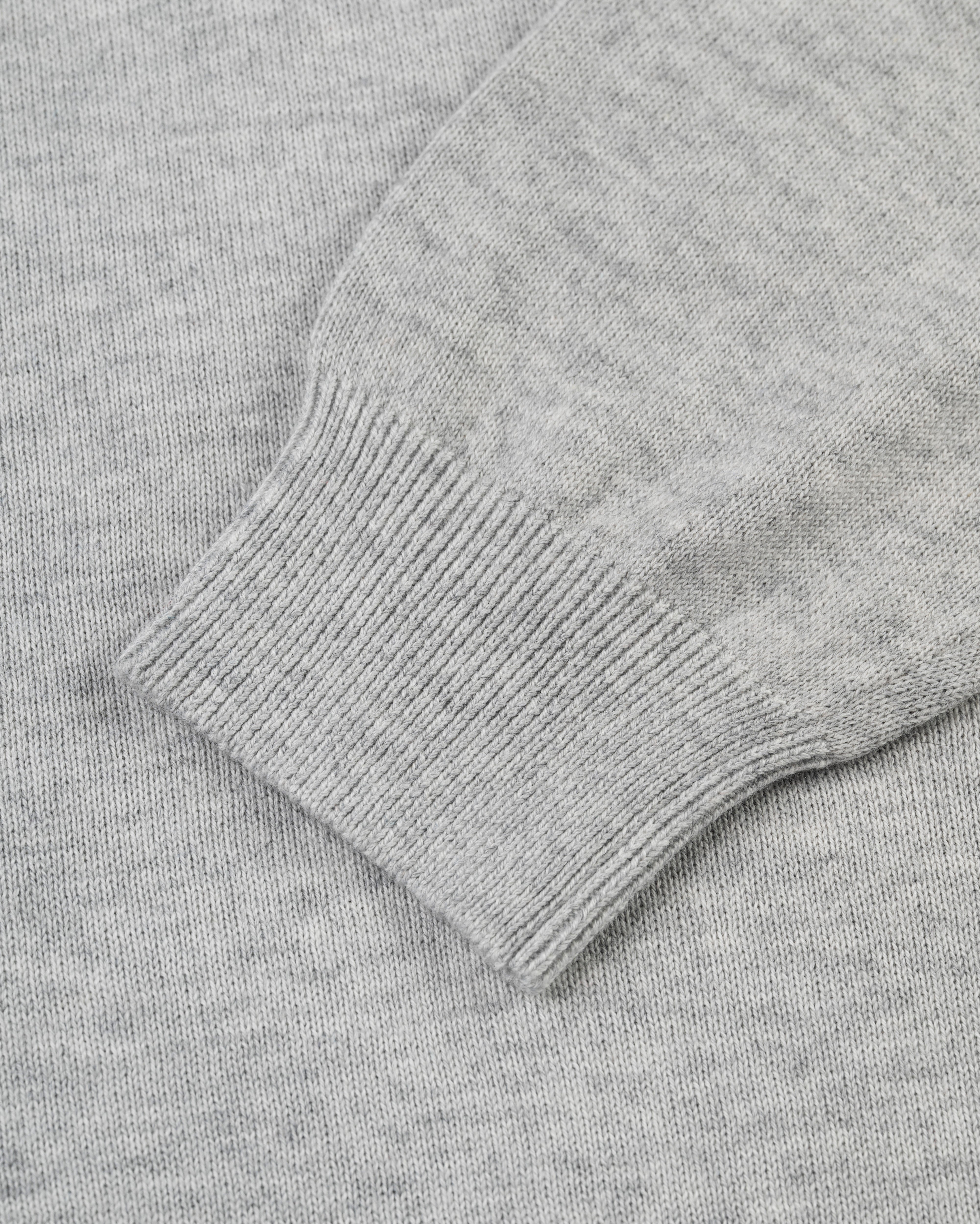 Grey Cotton-Wool Crewneck Sweatshirt - Trim Fit