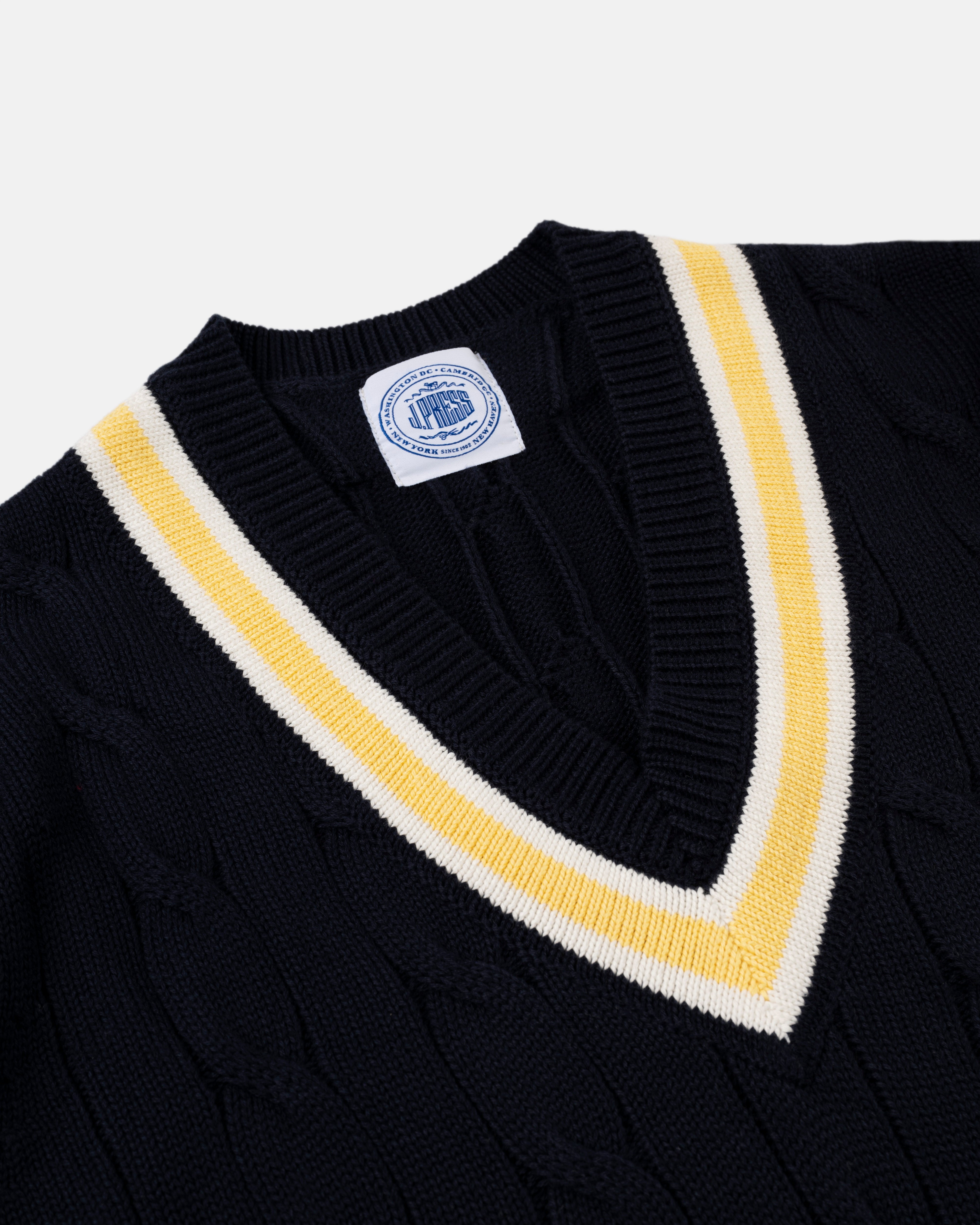 Navy & Ecru Cotton Cricket Sweater