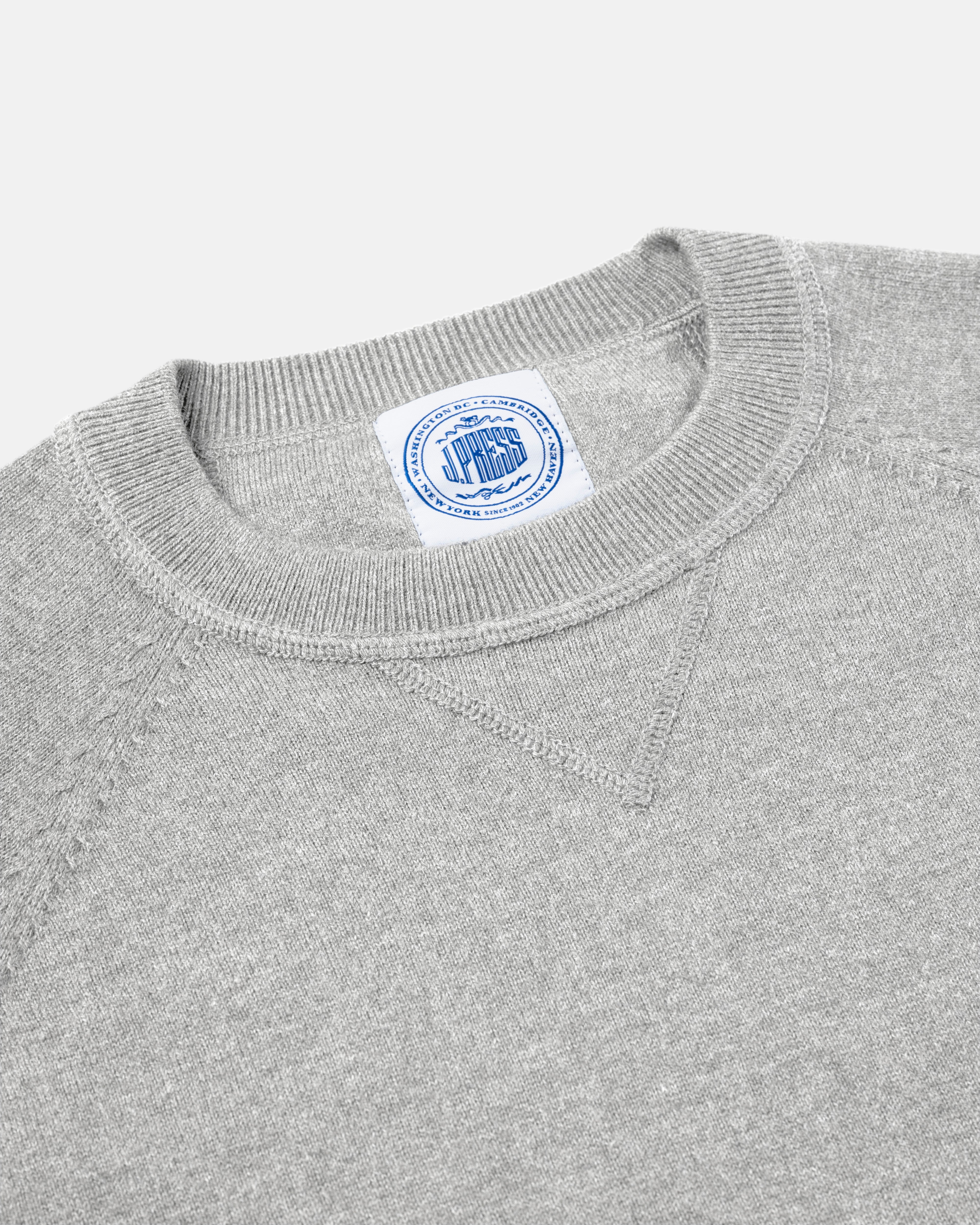 Grey Cotton-Wool Crewneck Sweatshirt - Trim Fit