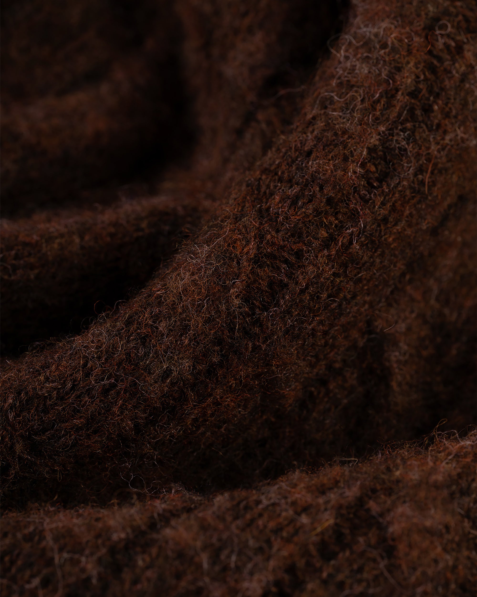 Made-in-Scotland Brown Shaggy Dog Cable Knit Sweater - Classic Fit