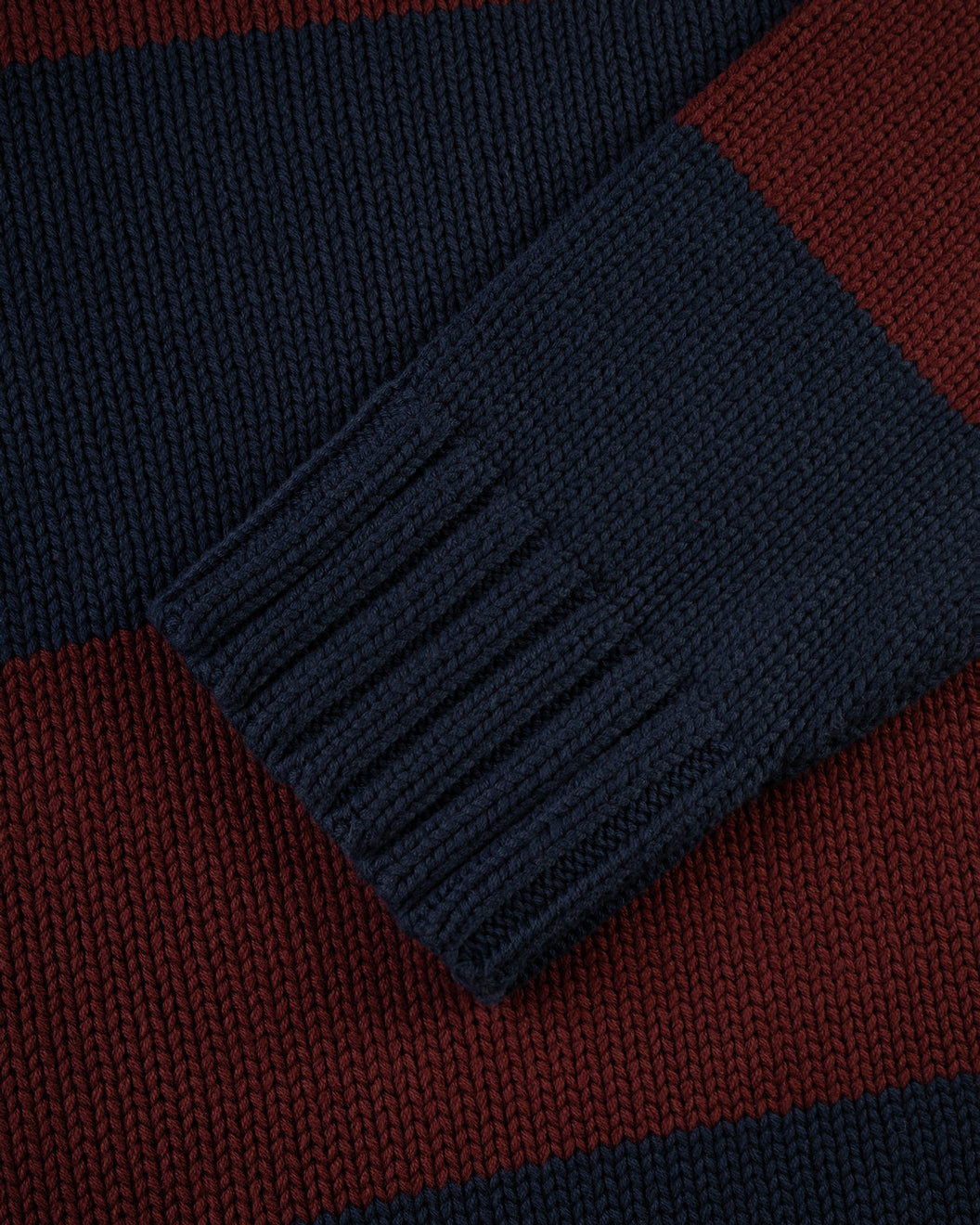 Made-in-USA Navy & Burgundy Chunky Cotton Stripe Sweater