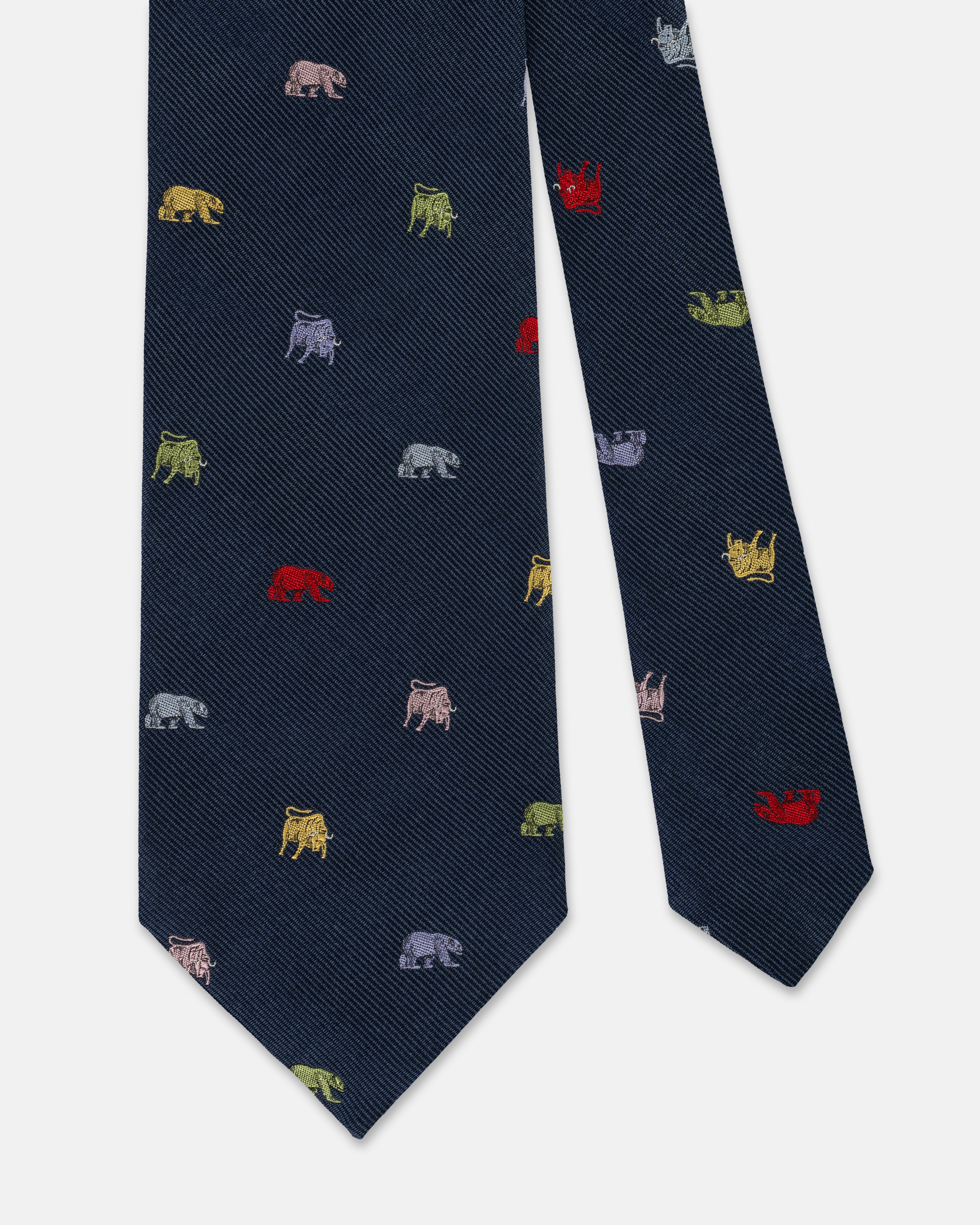 Made-in-UK Navy with Multi Bull And Bear Club Tie