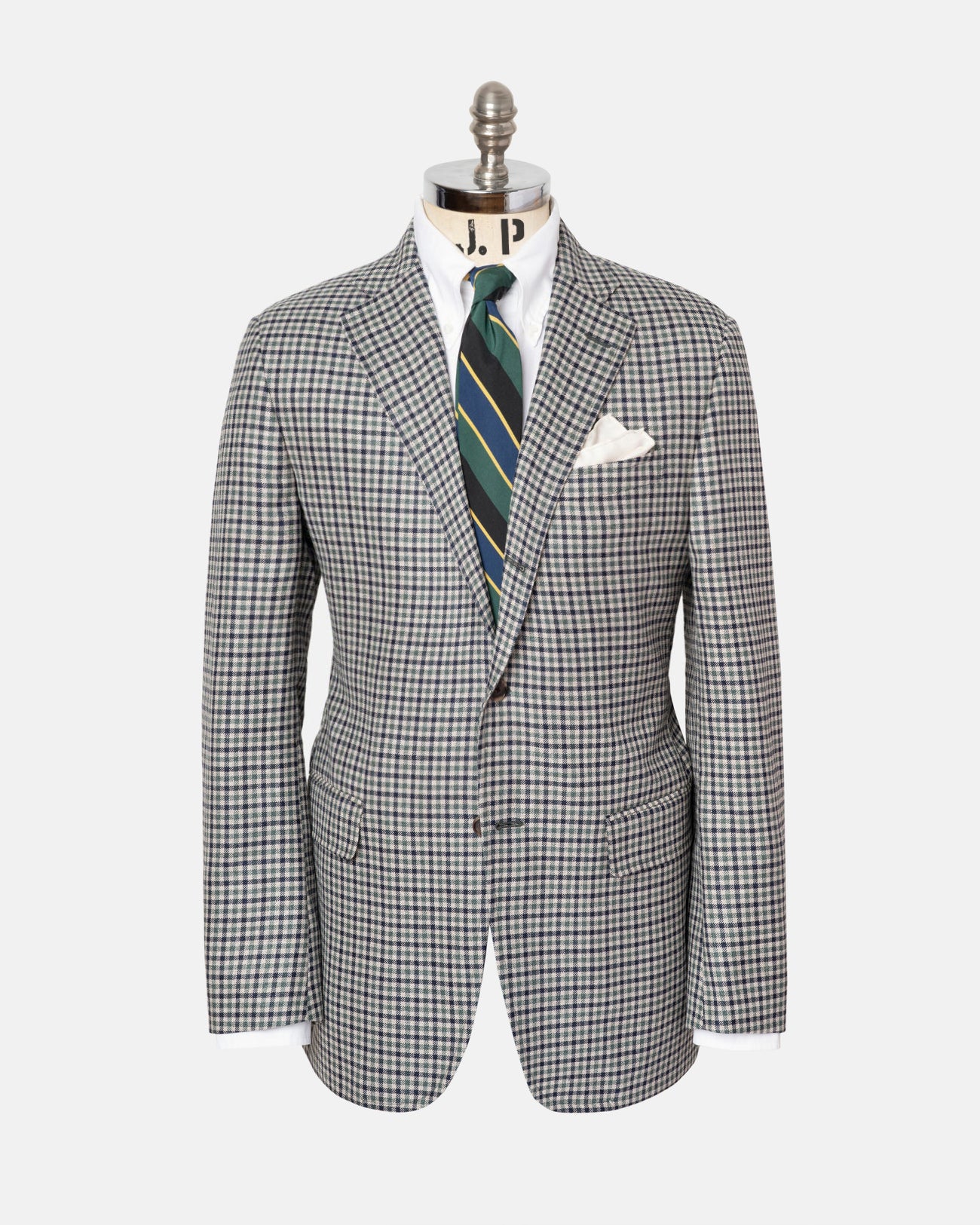 Made-in-USA Green & Black Check Wool/Linen Sport Coat