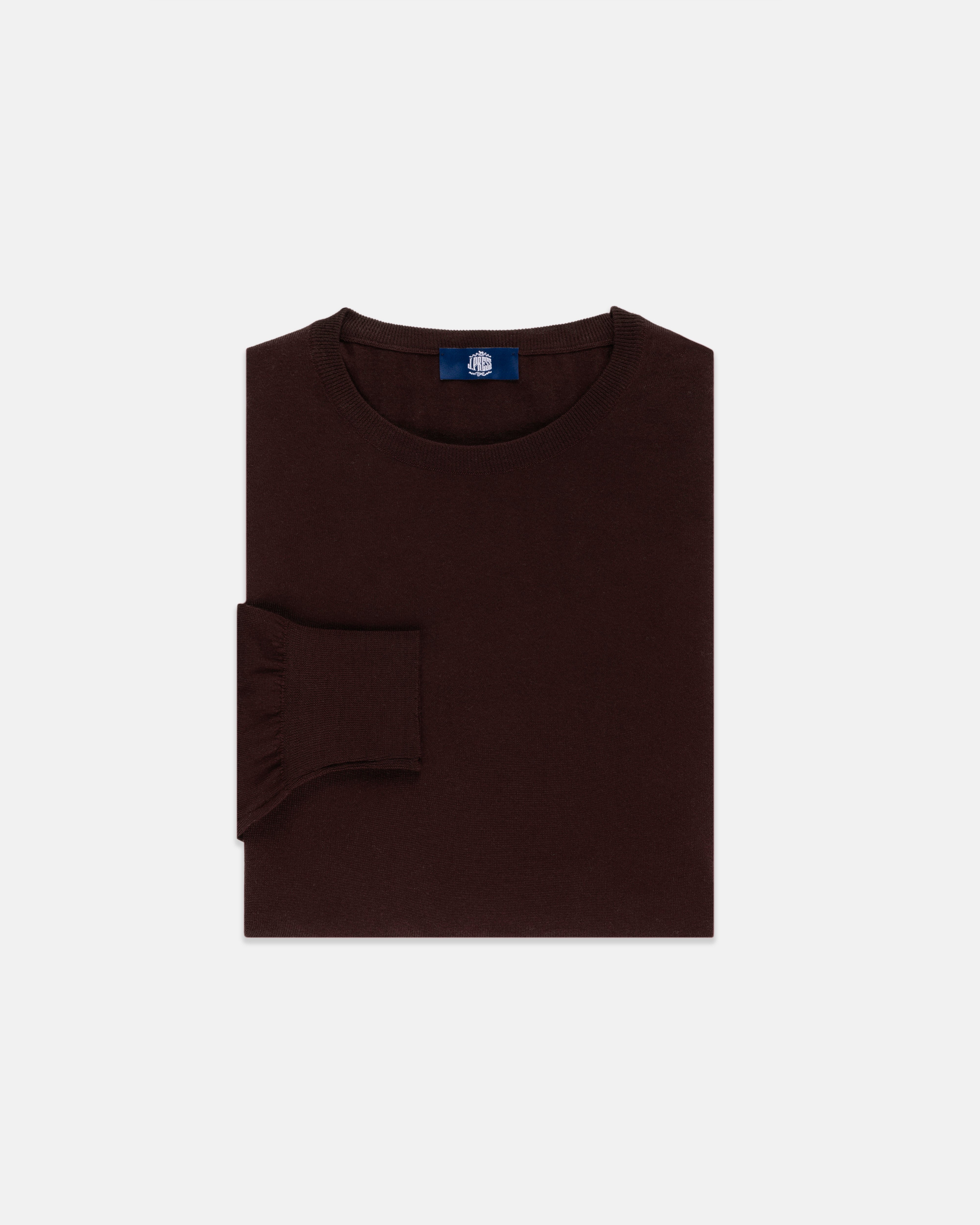 Made-in-Scotland Brown Superfine Merino Wool Sweater