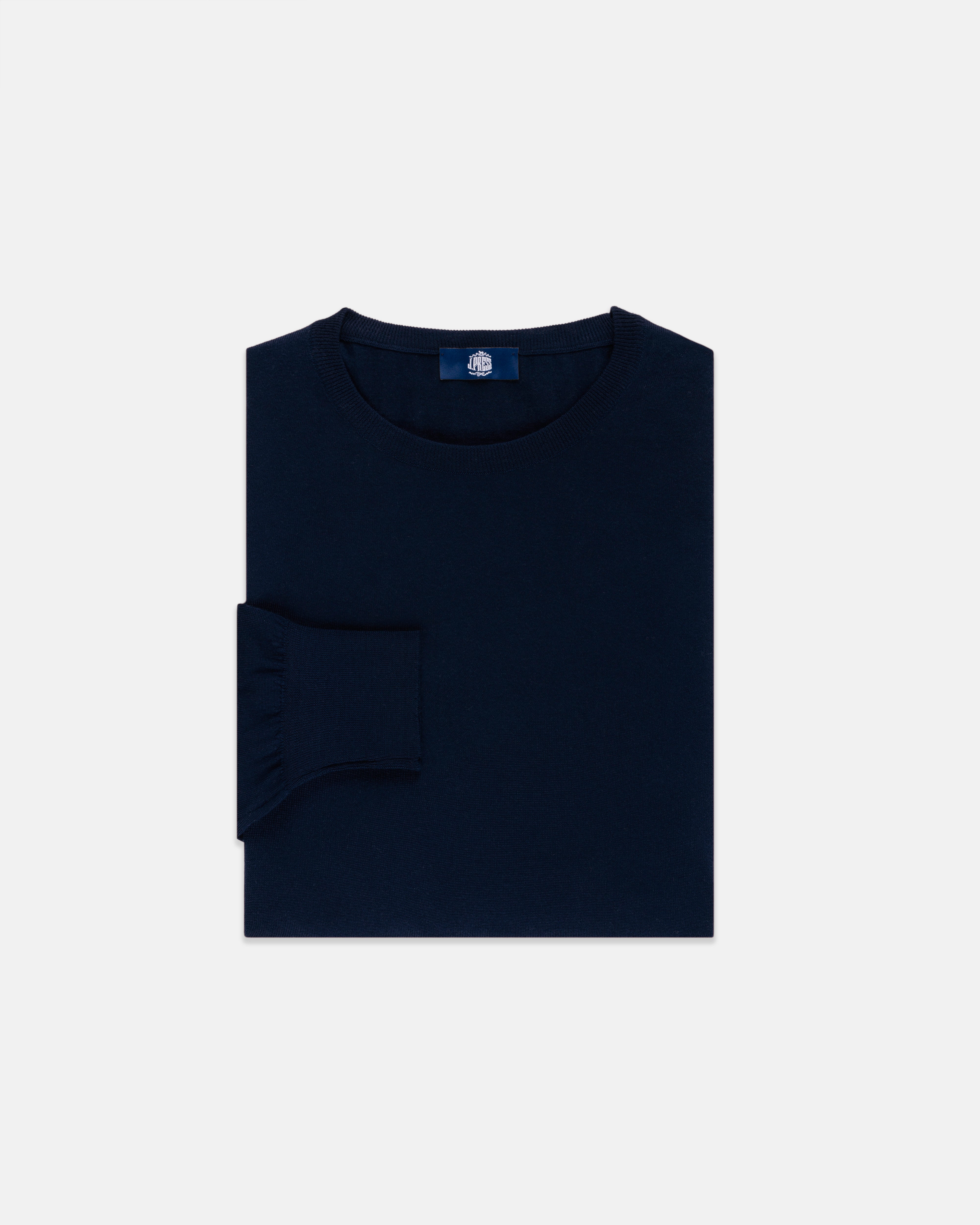 Made-in-Scotland Navy Superfine Merino Wool Sweater
