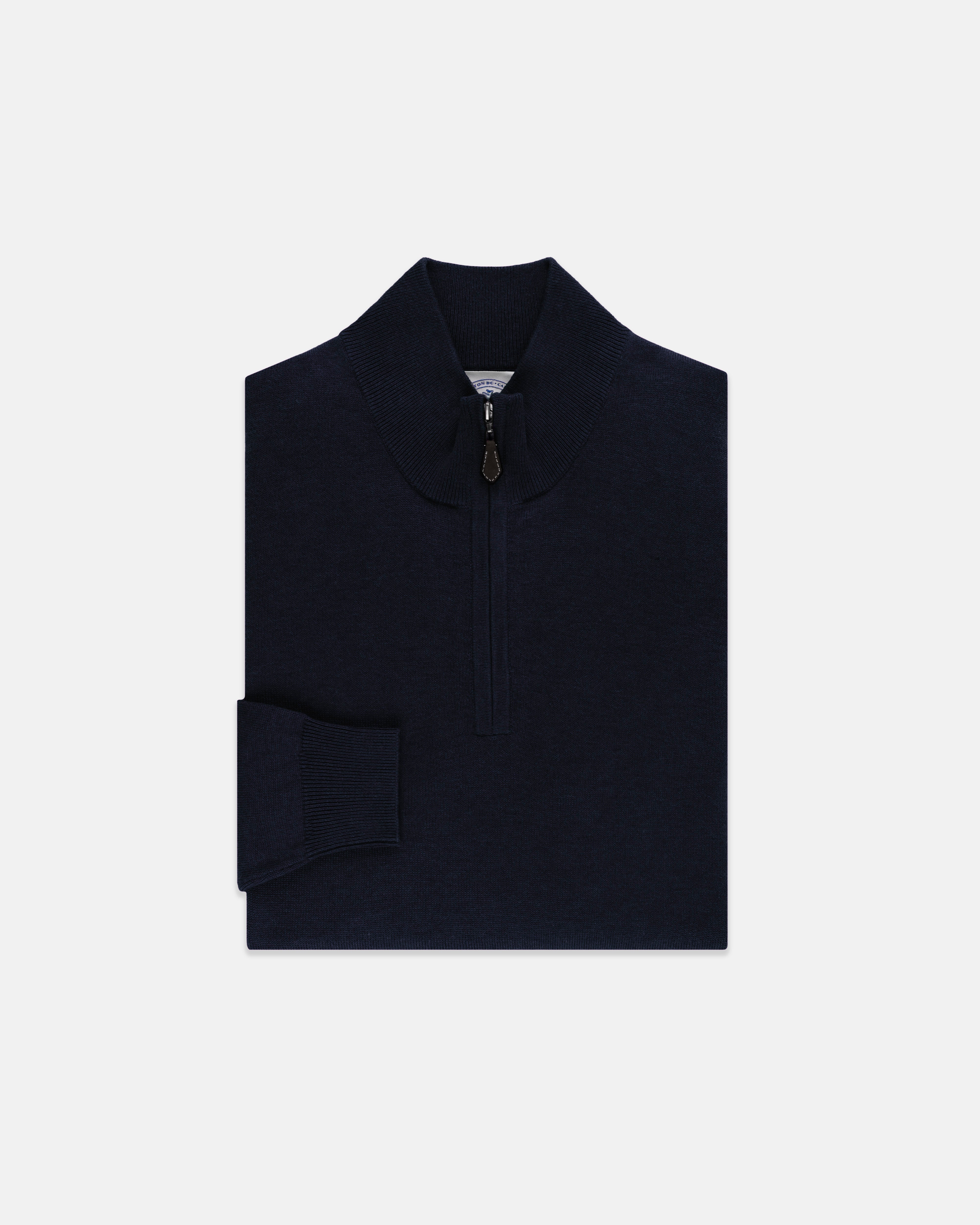 Navy Cotton-Cashmere Quarter-Zip Sweater