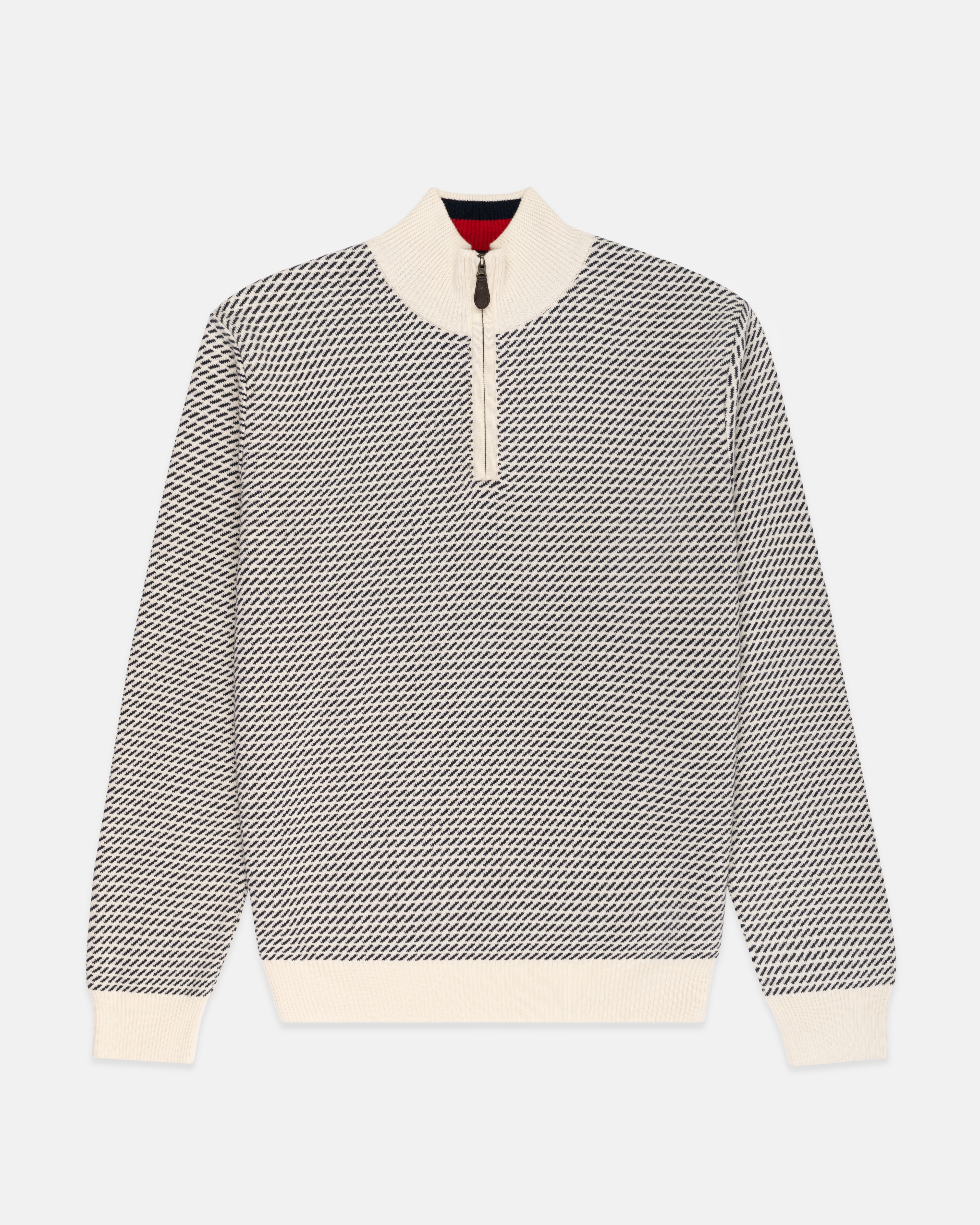 Tic Pattern Quarter Zip Sweater - Classic Fit