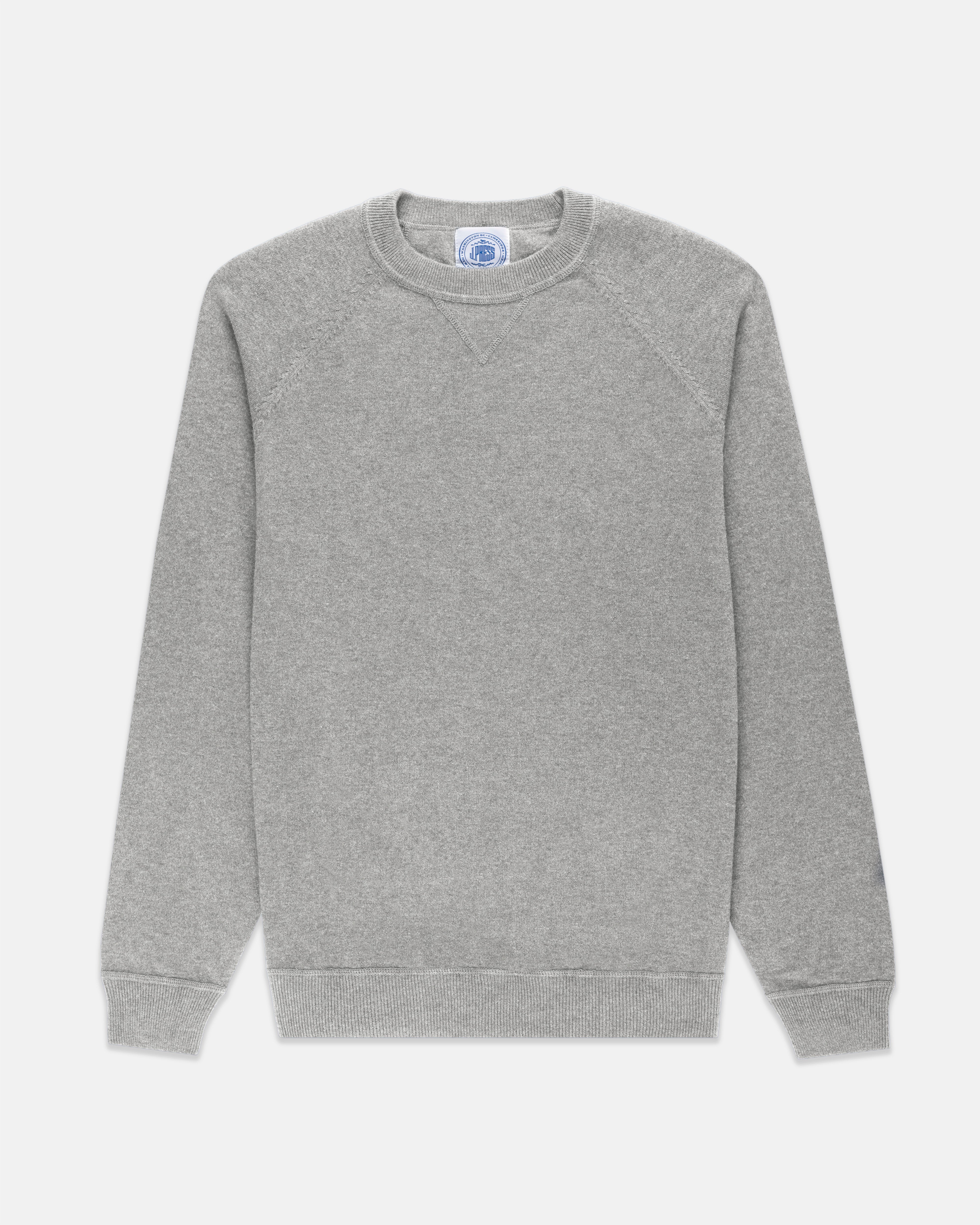 Grey Cotton-Wool Crewneck Sweatshirt - Trim Fit