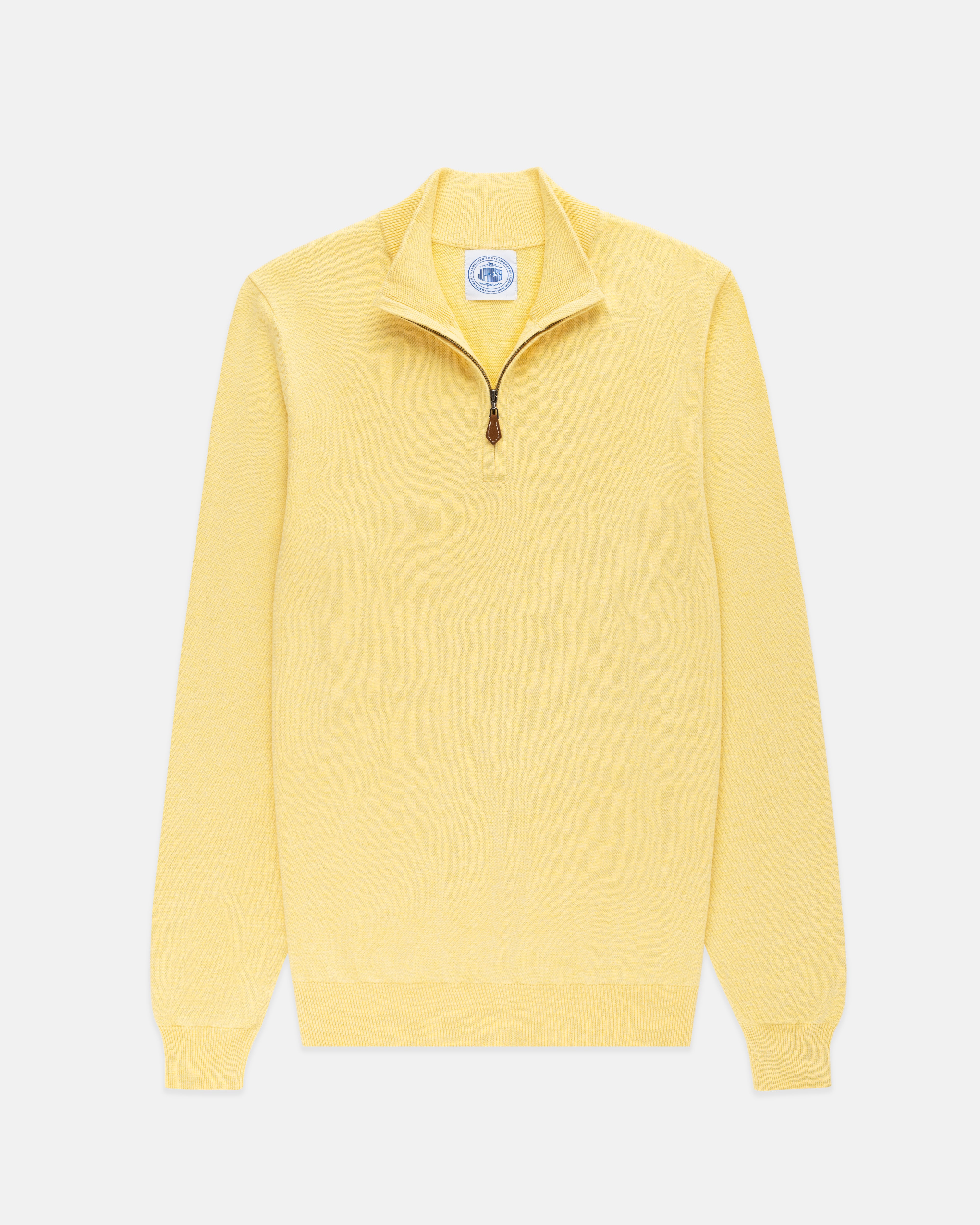 Yellow Cotton-Cashmere Quarter-Zip Sweater
