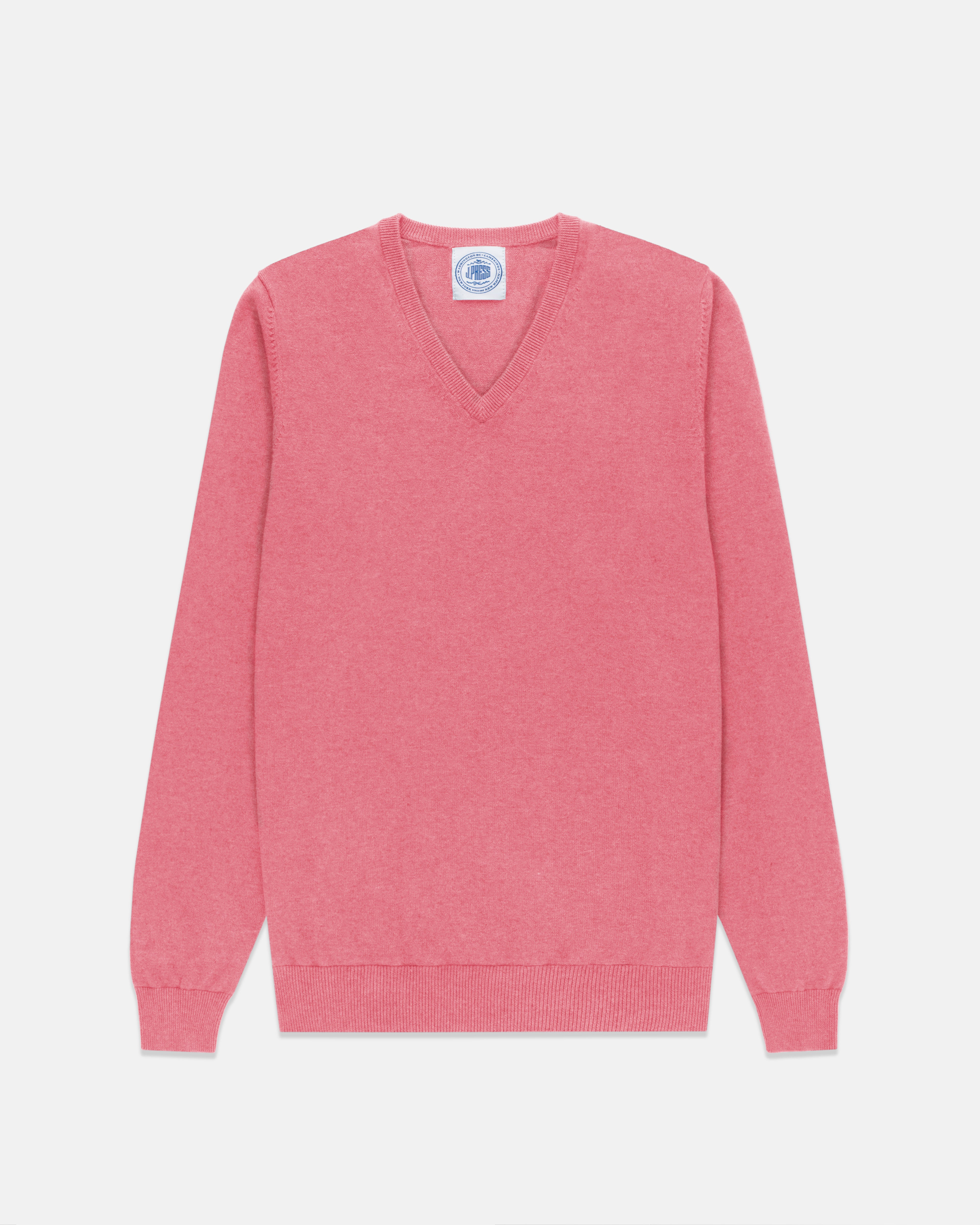 Pink Cotton-Cashmere V-Neck Sweater