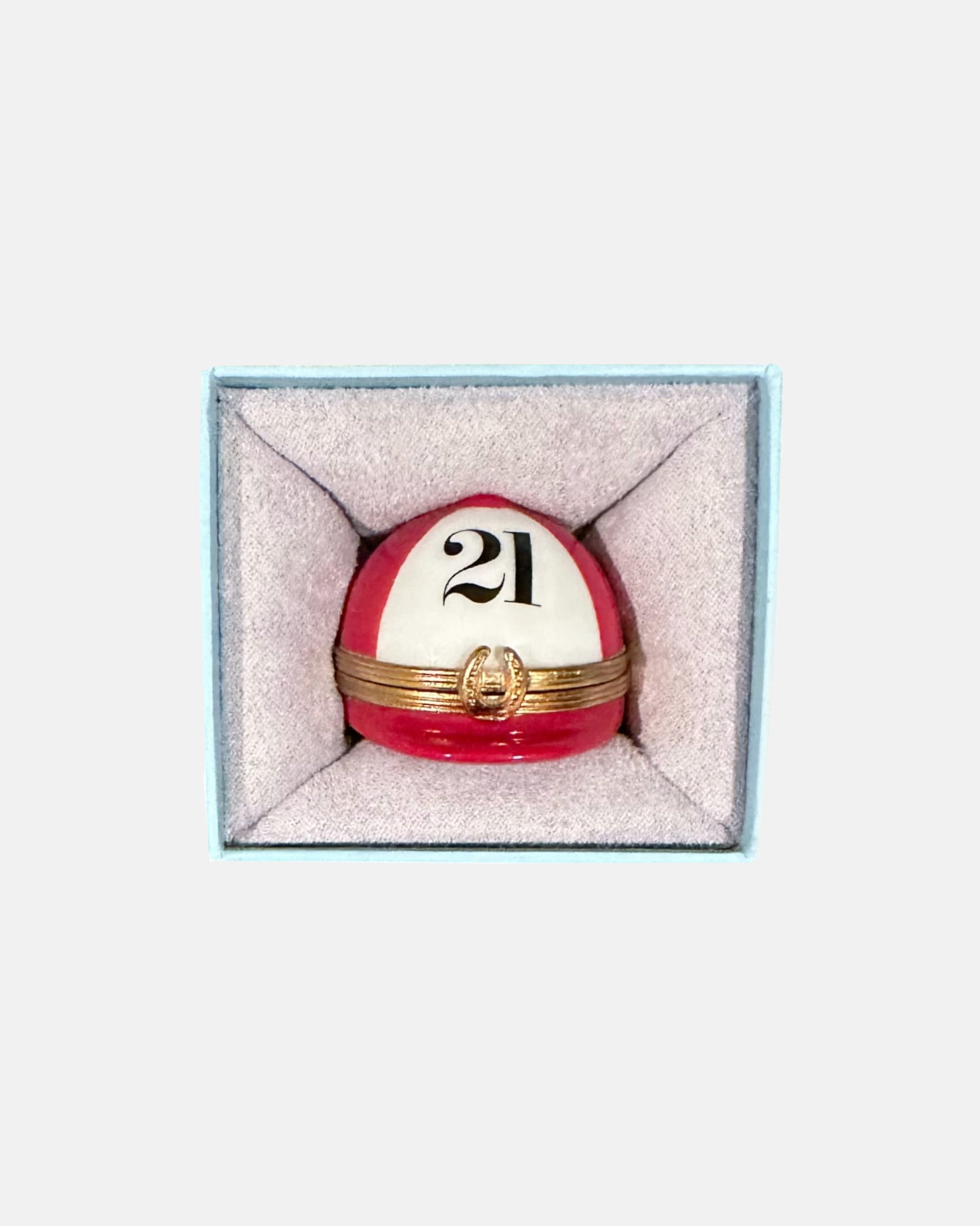 Vintage The 21 Club NYC Restaurant Equestrian Jockey Cap Porcelain Trinket Box