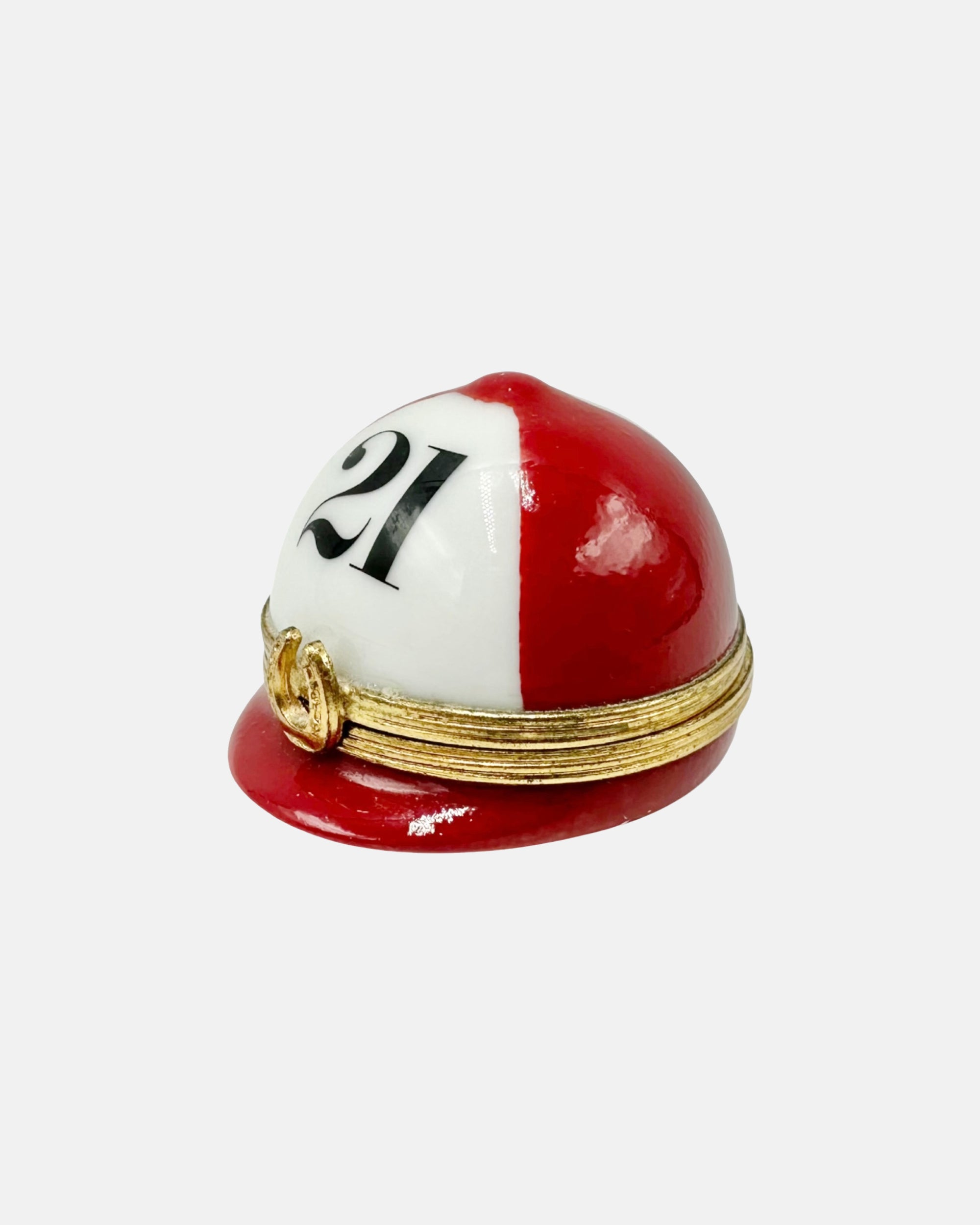 Vintage The 21 Club NYC Restaurant Equestrian Jockey Cap Porcelain Trinket Box