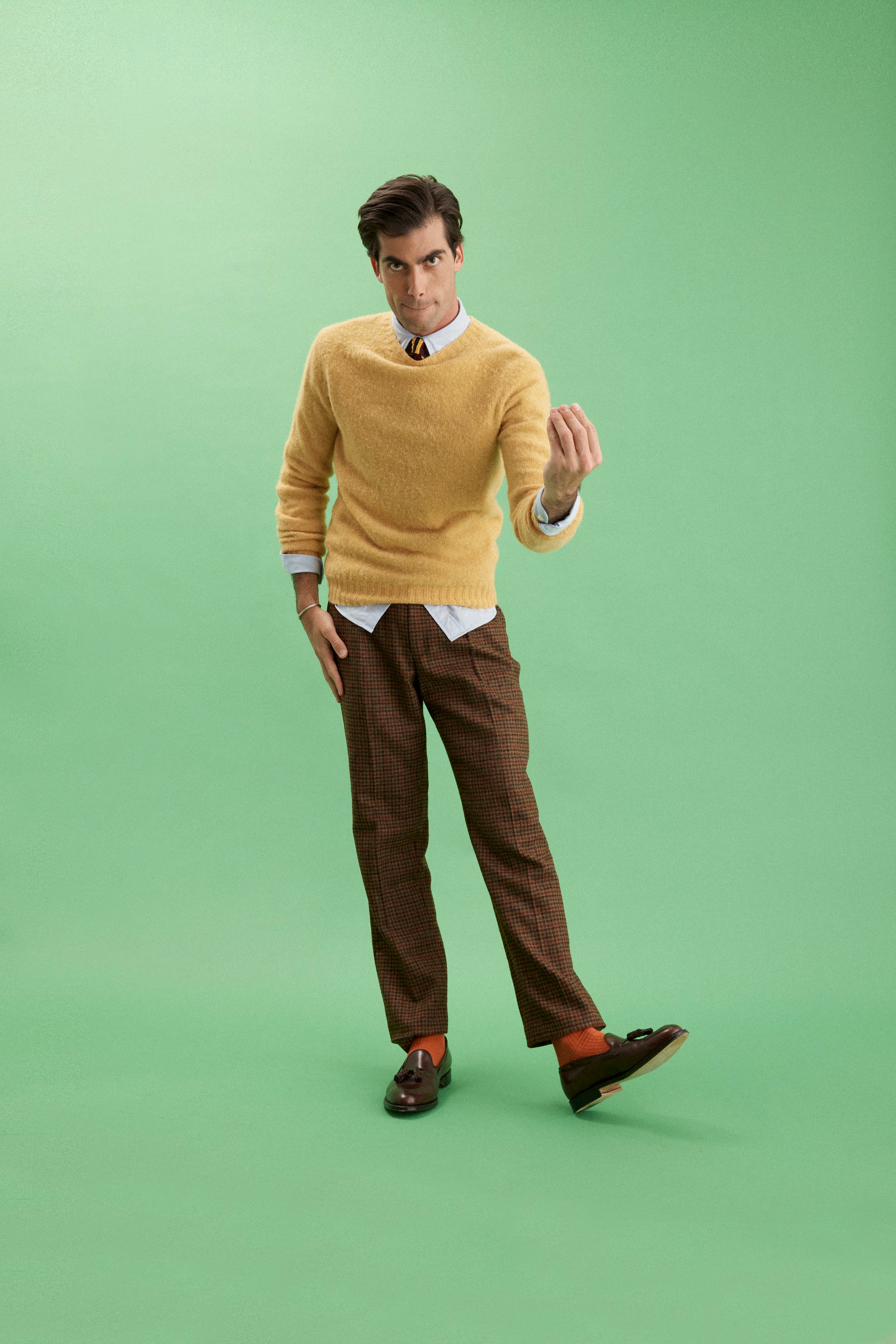 Made-in-Scotland Yellow Shaggy Dog Sweater - Trim Fit