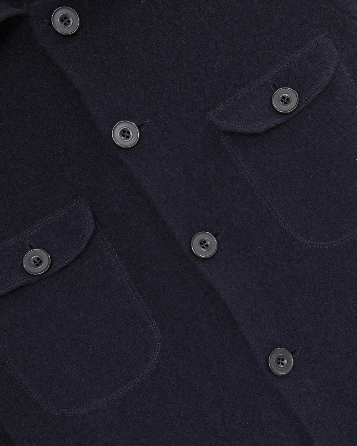 Navy Boiled Wool Knitted Shirt Jacket