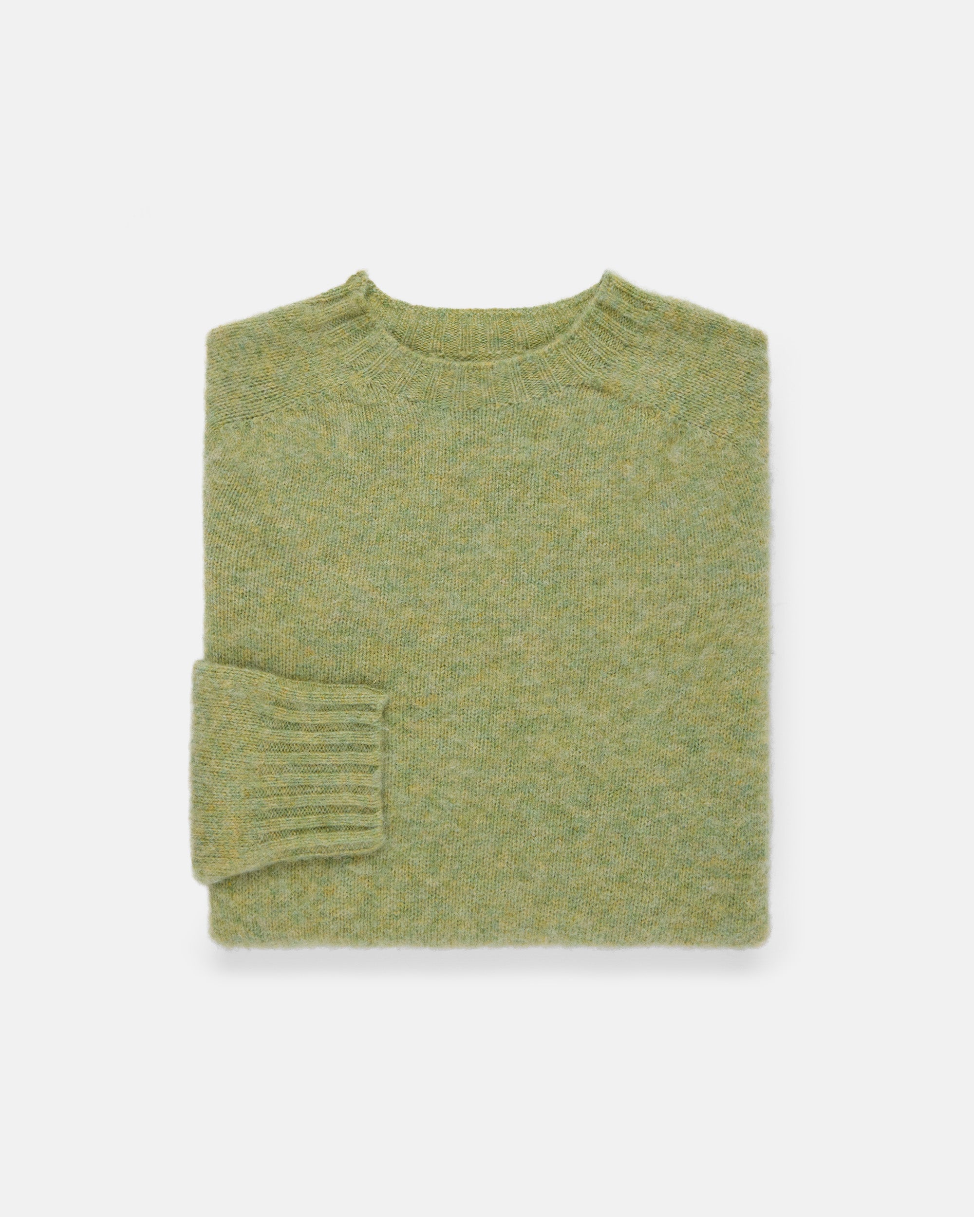 Made-in-Scotland Women's Green & Yellow Mix Shaggy Dog Sweater