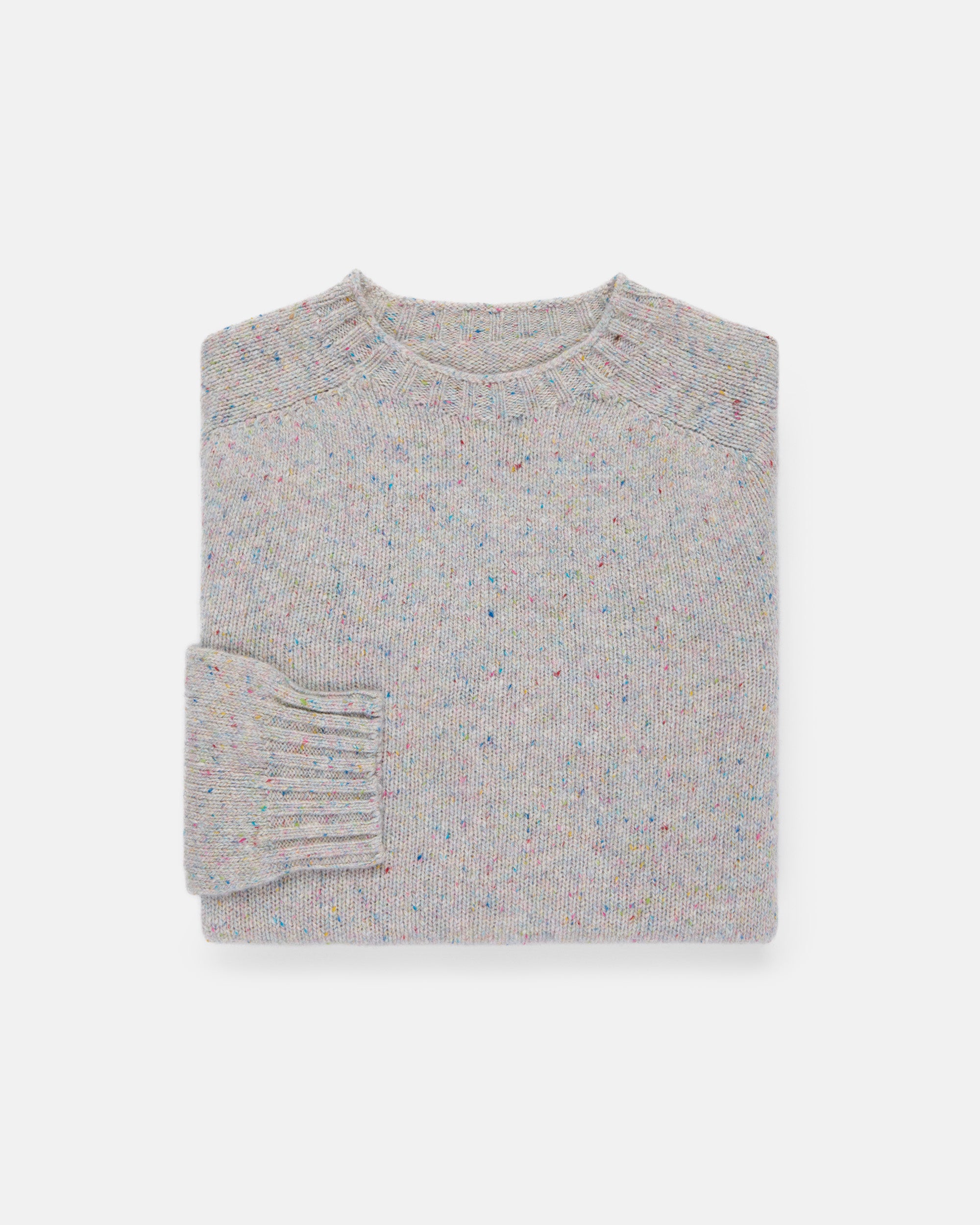 Made-in-Scotland Cotton Candy Donegal Crew Neck Sweater