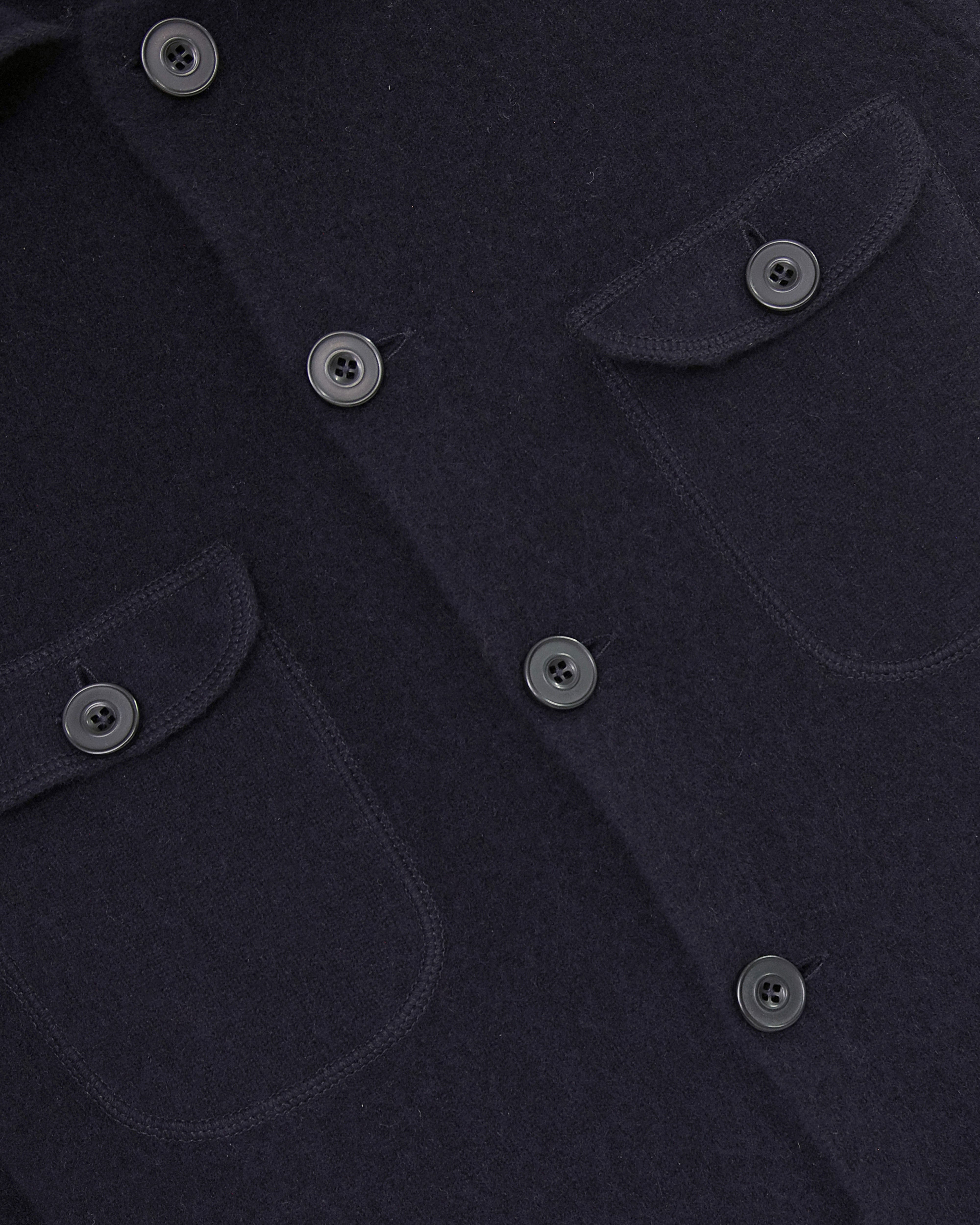 Navy Boiled Wool Knitted Shirt Jacket