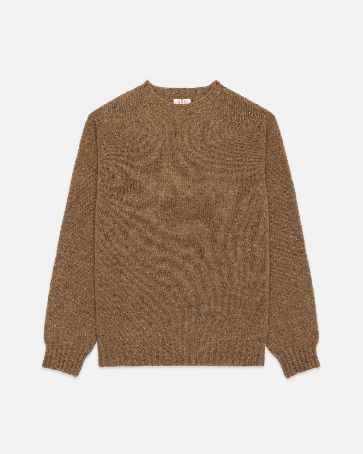 Made-in-Scotland Brown Donegal Crew Neck Sweater