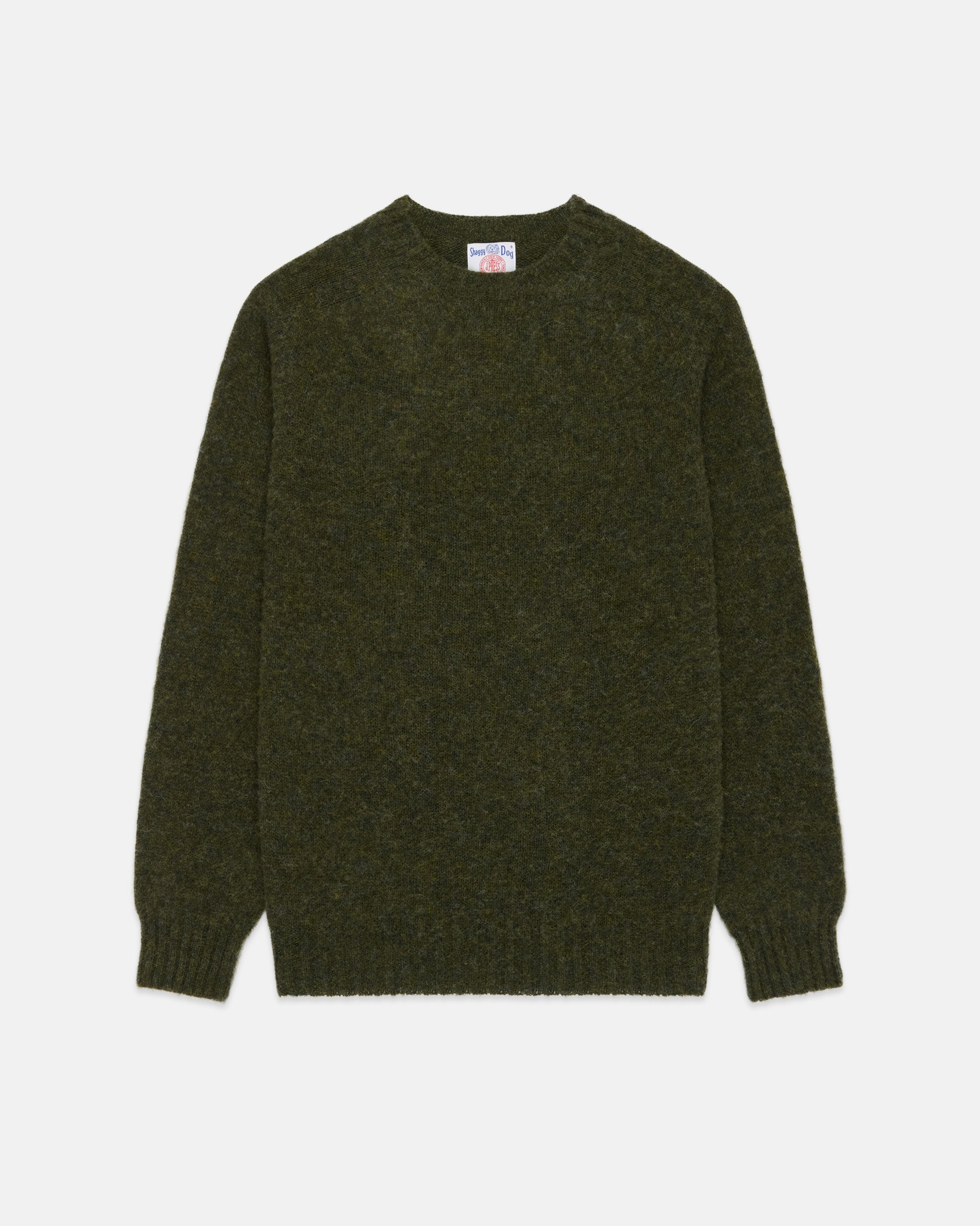 Made-in-Scotland Dark Olive Shaggy Dog Sweater - Trim Fit