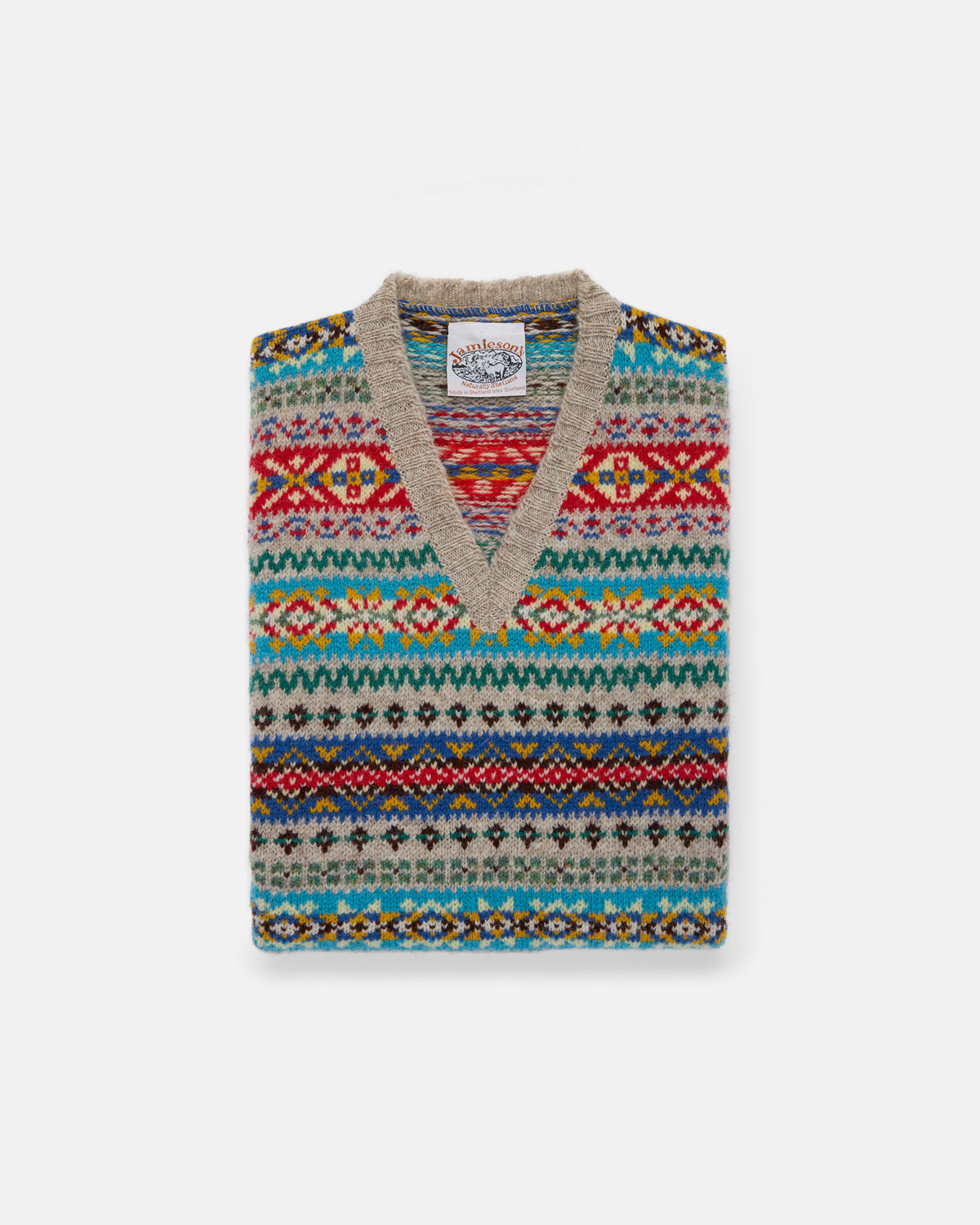 Made-in-Scotland Ivory Fair Isle Sweater Vest