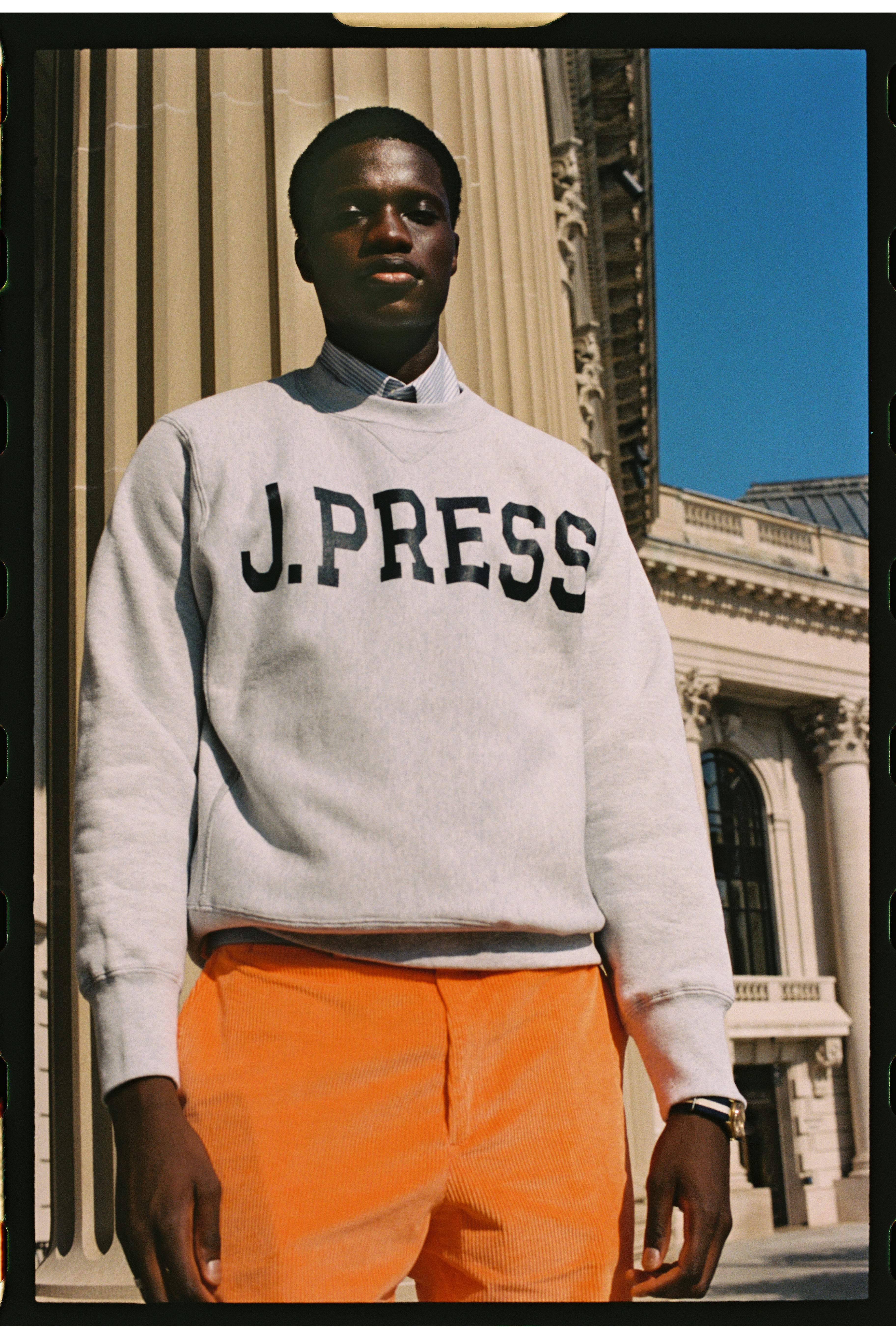 Made-in-USA Ash Grey J.Press Crewneck Sweatshirt