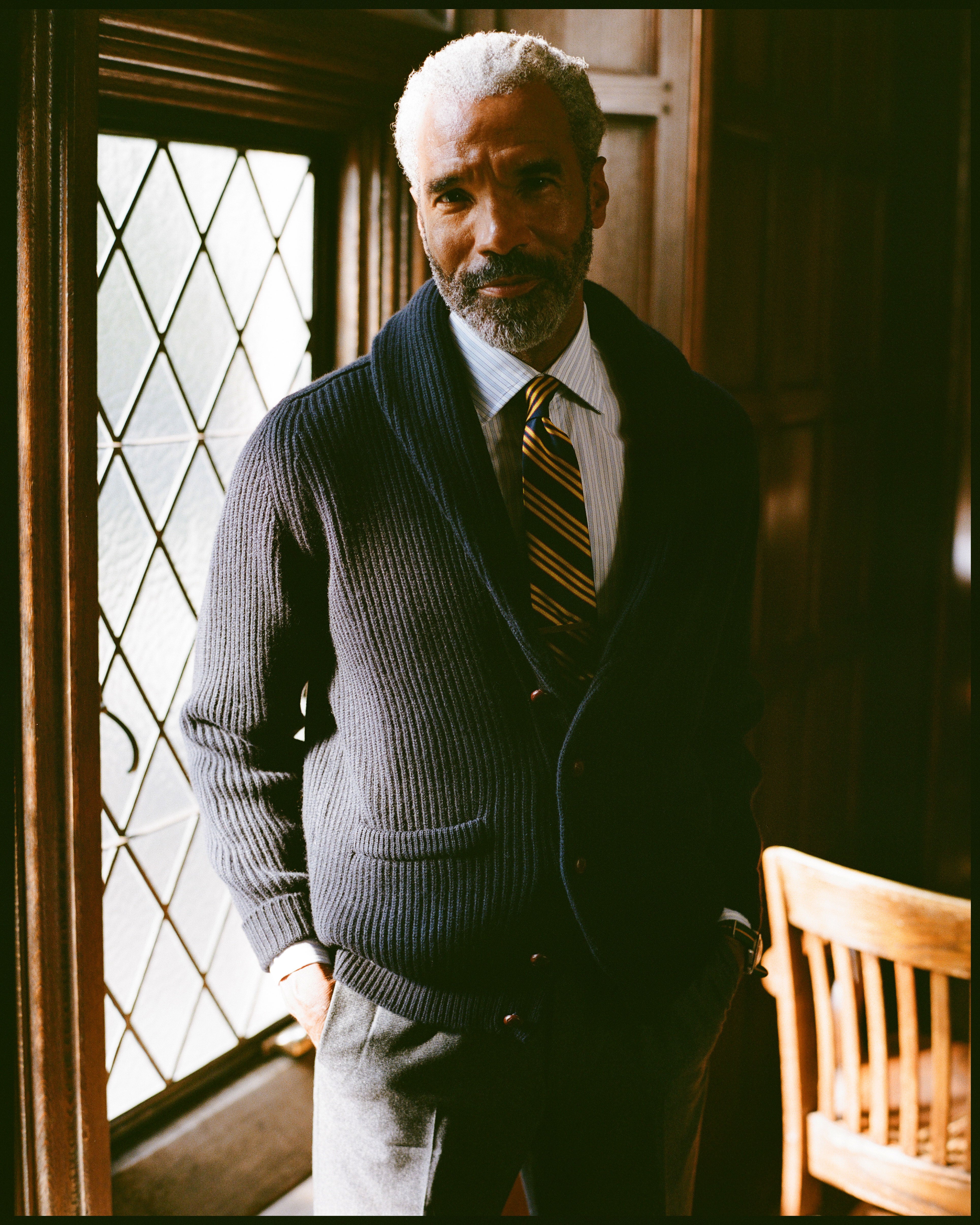 Made-in-USA Thomas Mason Blue Shadow Stripe Poplin Dress Shirt - Classic Fit