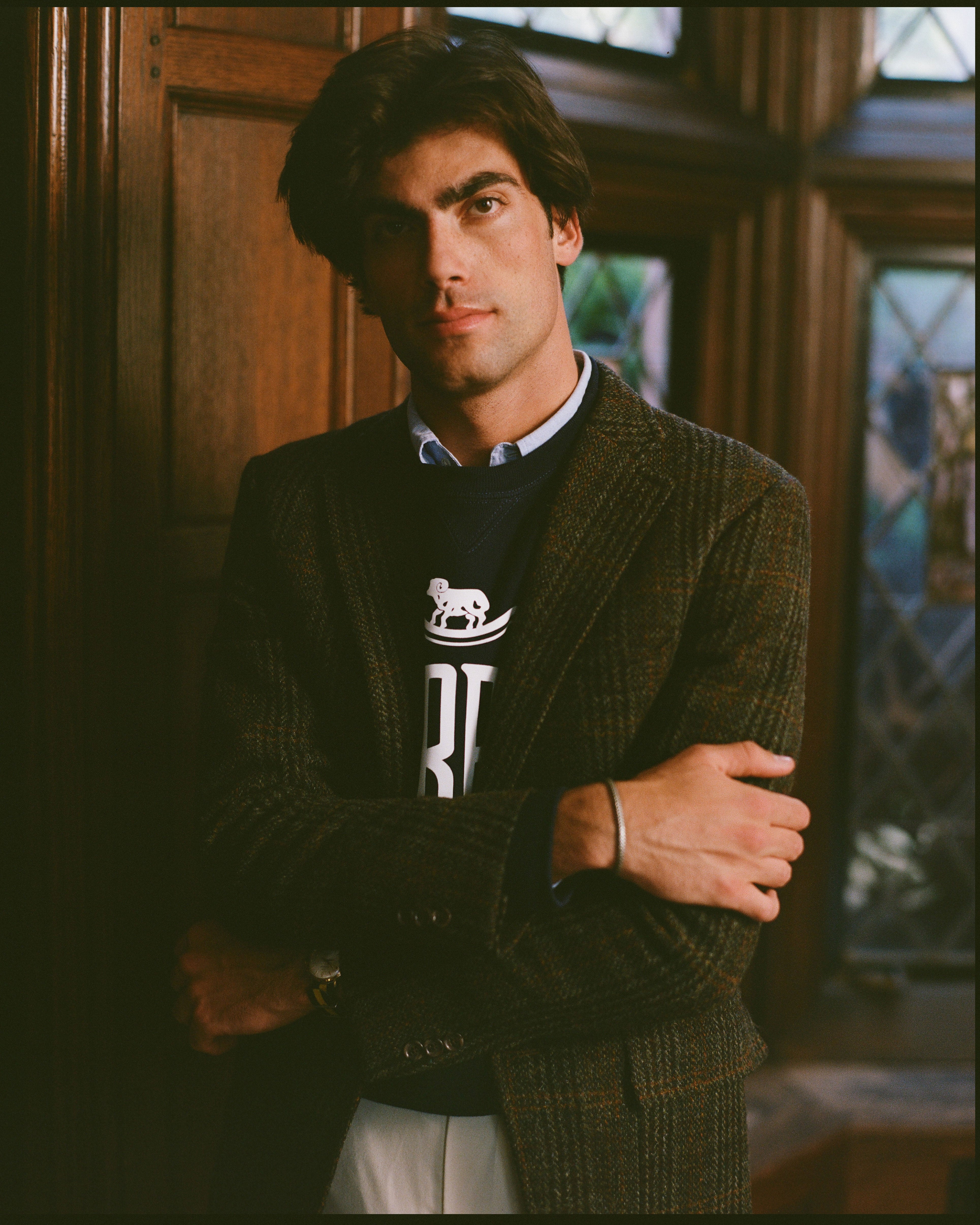 Made-in-USA Navy J. Press "Sheep and Shears" Logo Sweatshirt