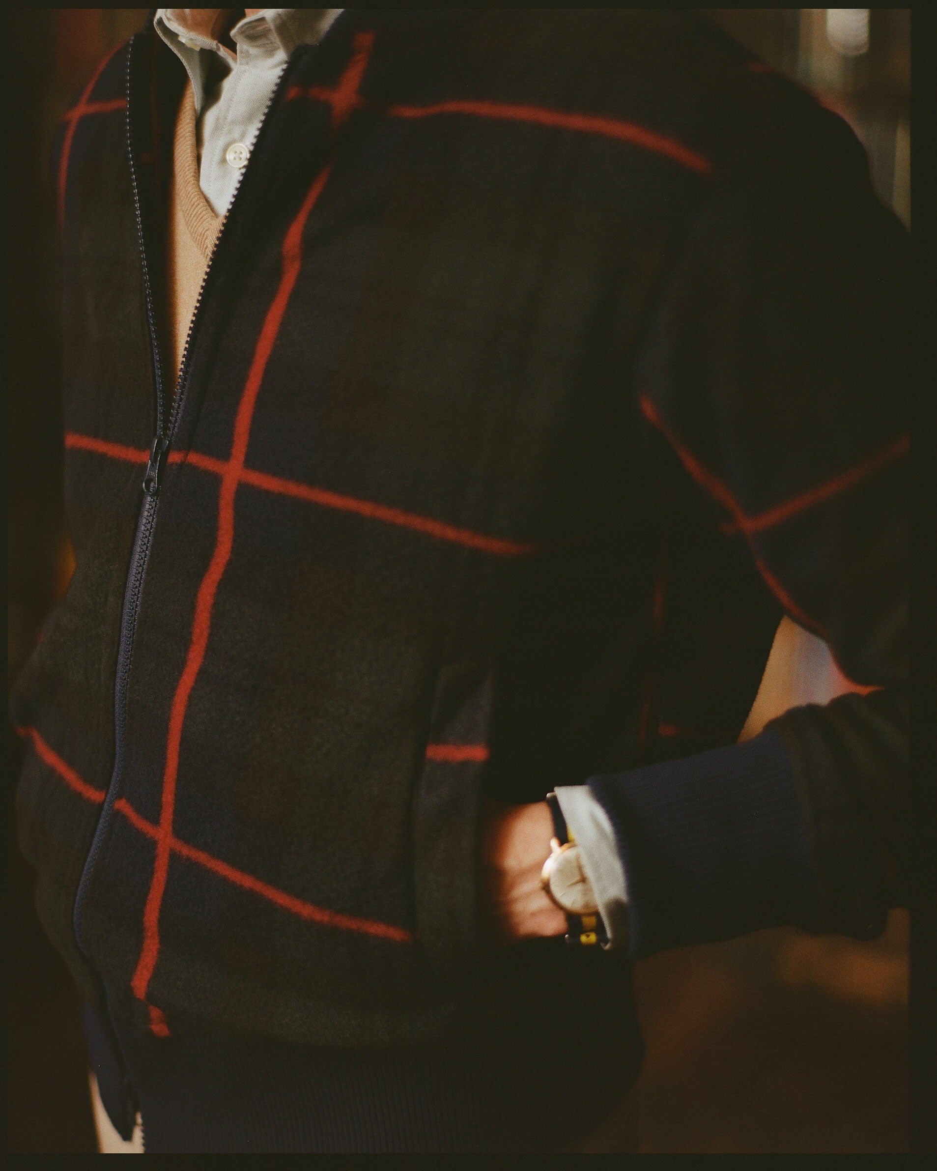 Plaid Polar Fleece Track Jacket