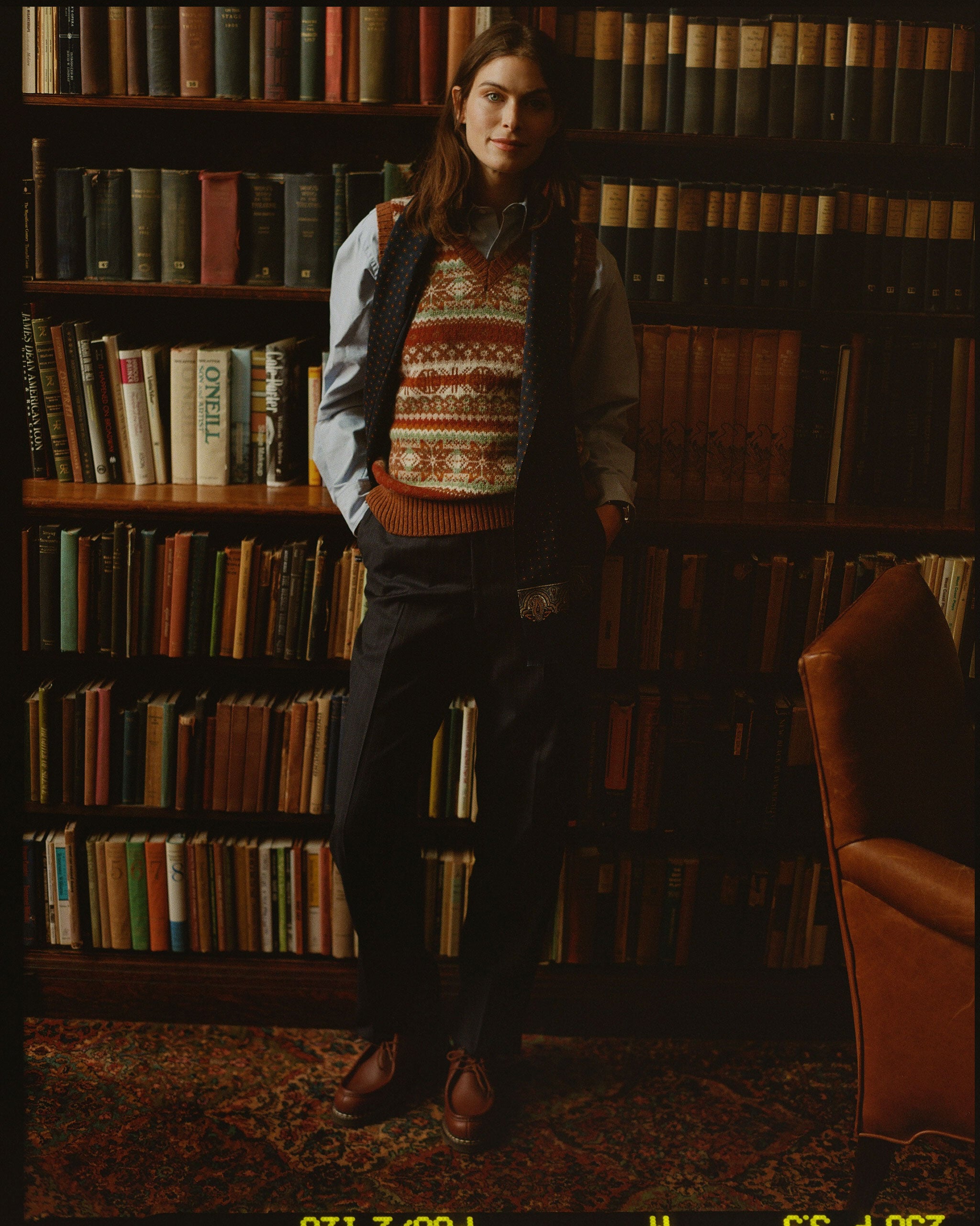 Made-in-Scotland Rust Fair Isle Sweater Vest