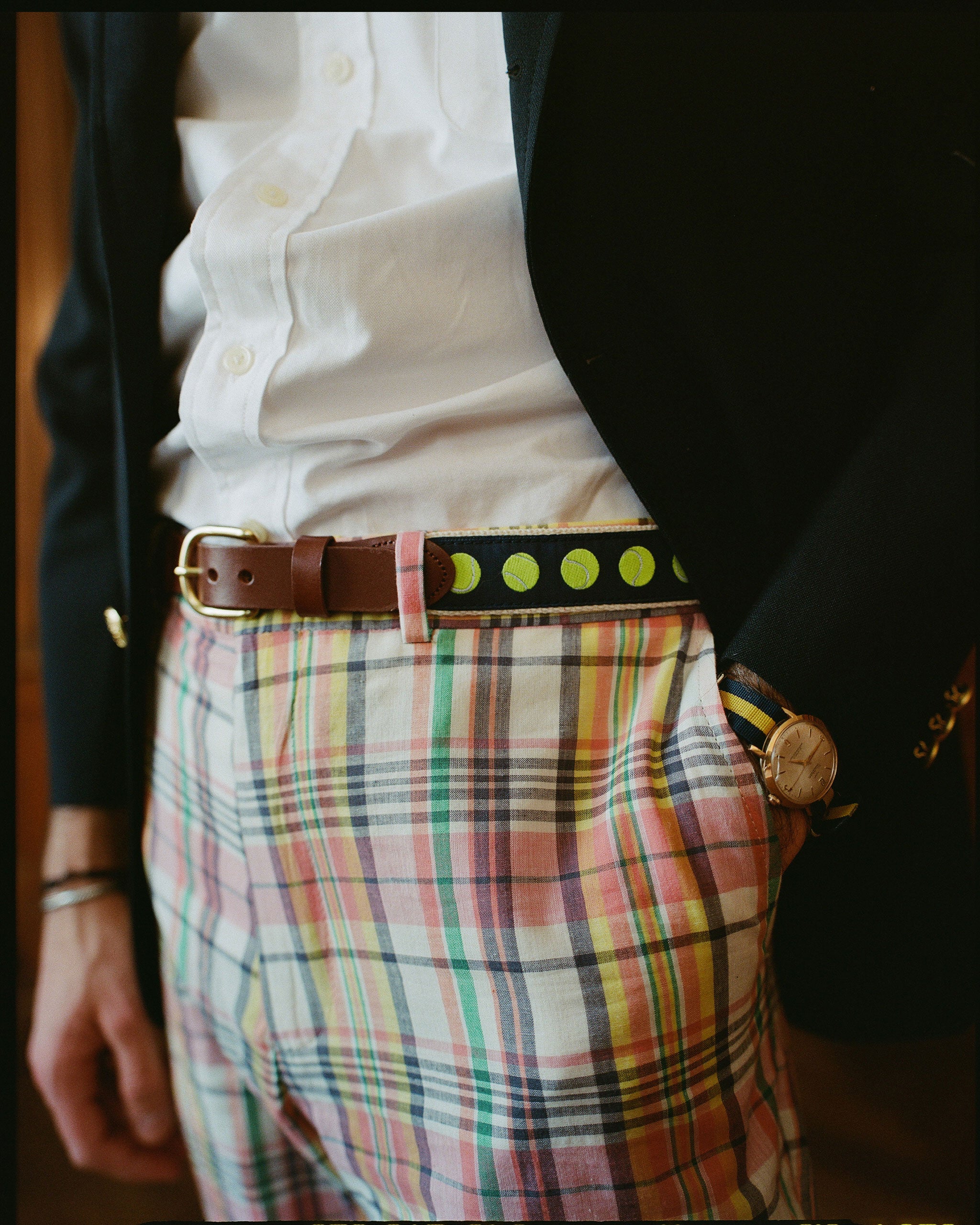 Made-in-USA Tennis Balls Motif Belt