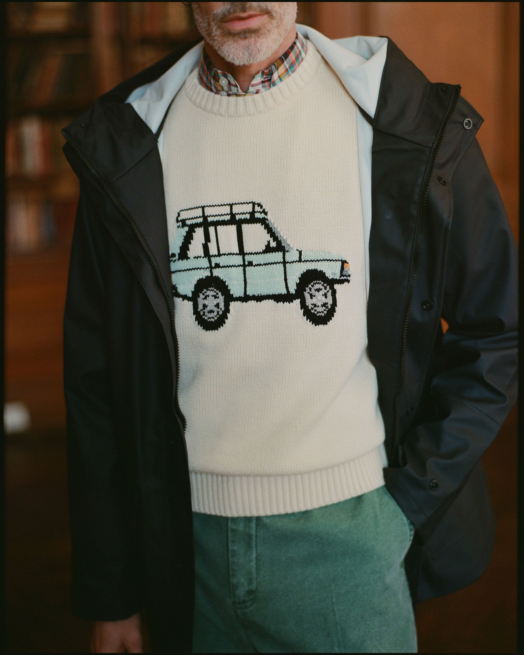 Rover Intarsia Knit Cotton Sweater