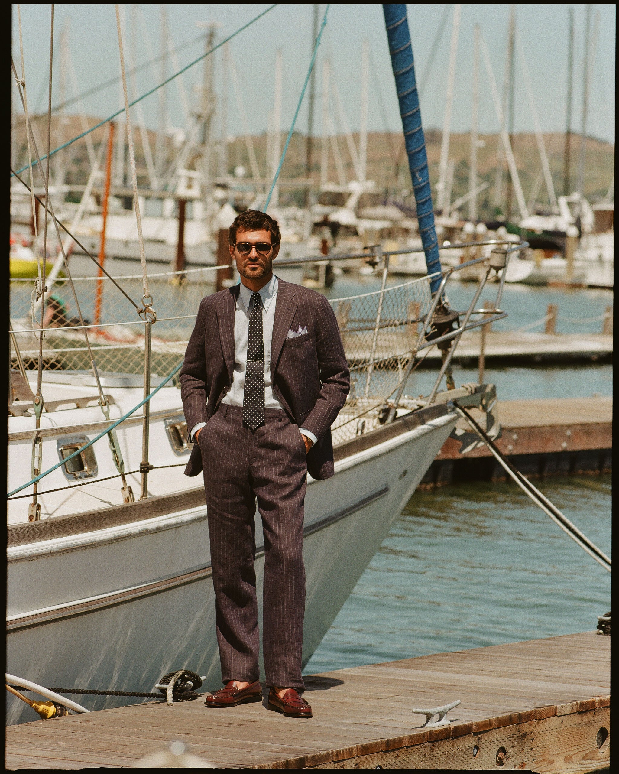 Made-in-USA Grey Chalkstripe Worsted Wool Suit