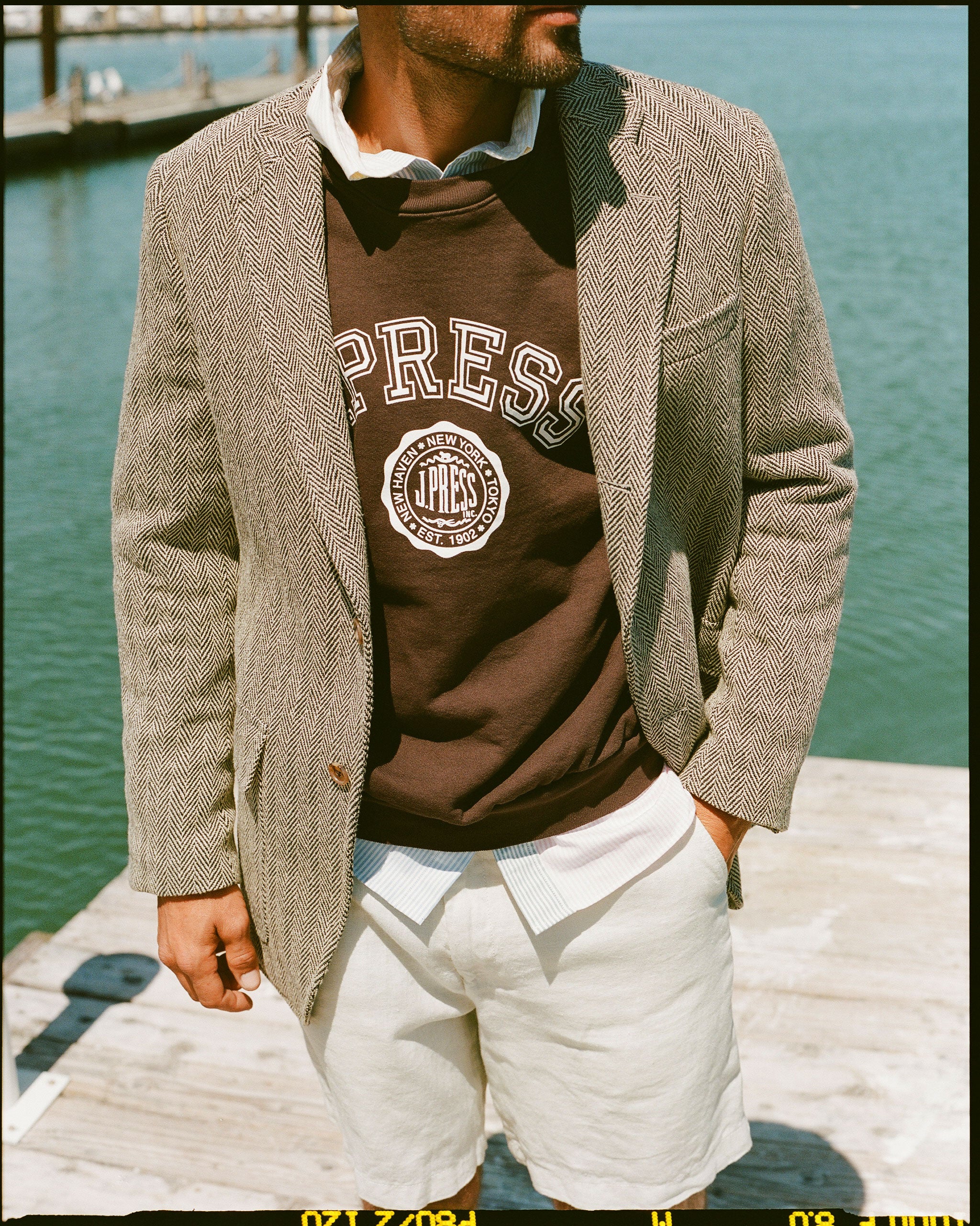 Made-in-USA Black & Tan Herringbone Cotton Sport Coat