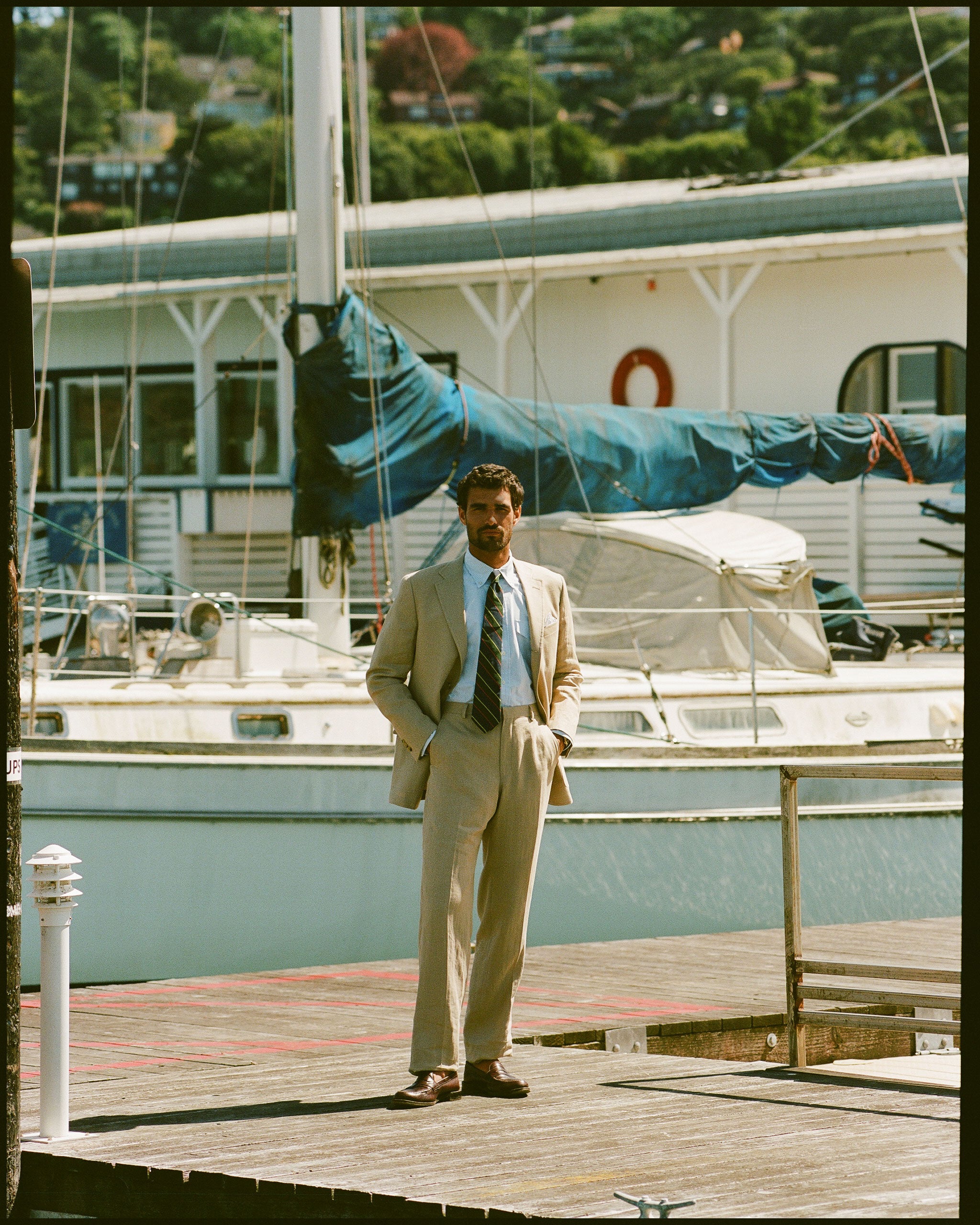 Made-in-USA Tan Linen Trouser