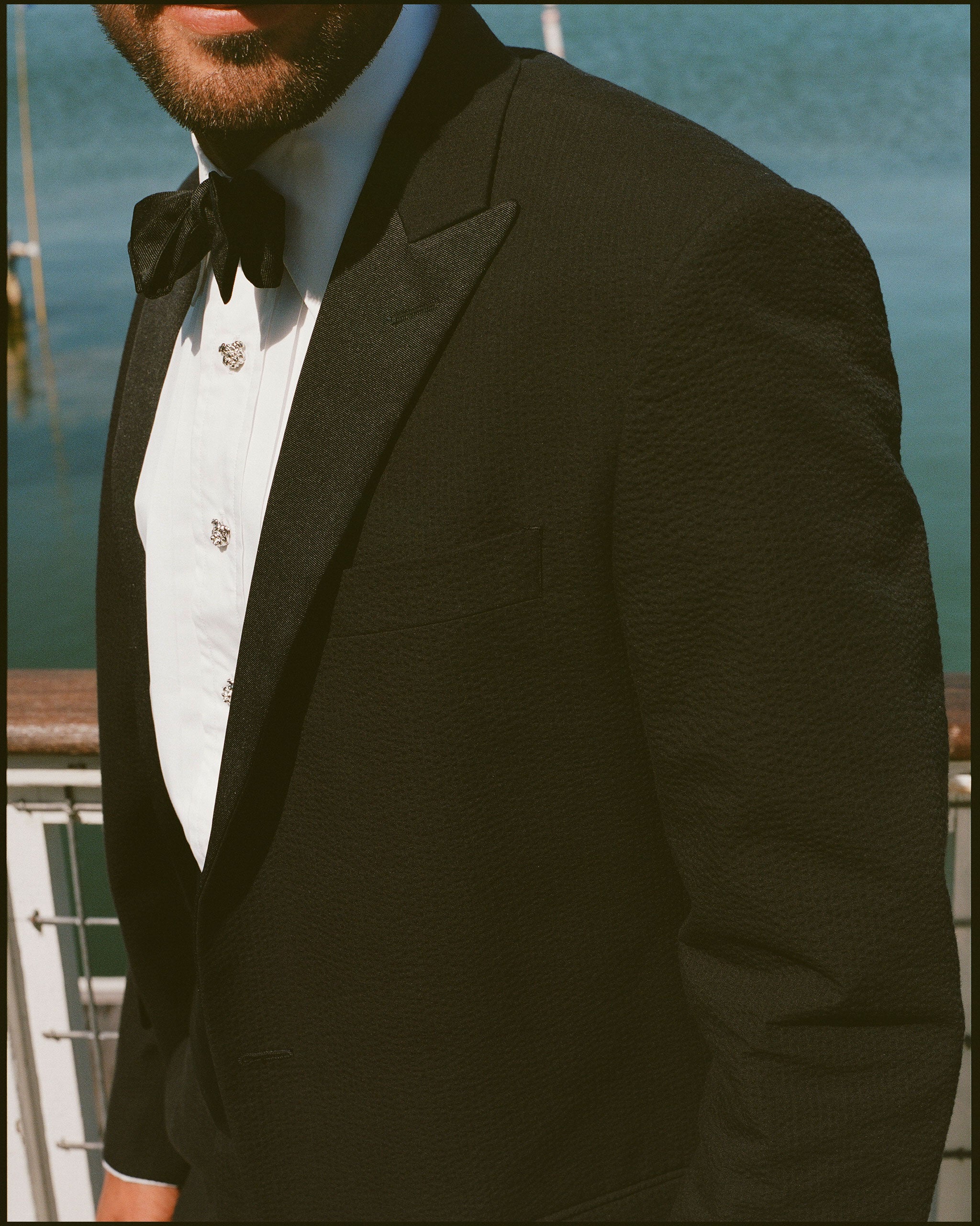 Made-in-USA Black Cotton Seersucker Tuxedo