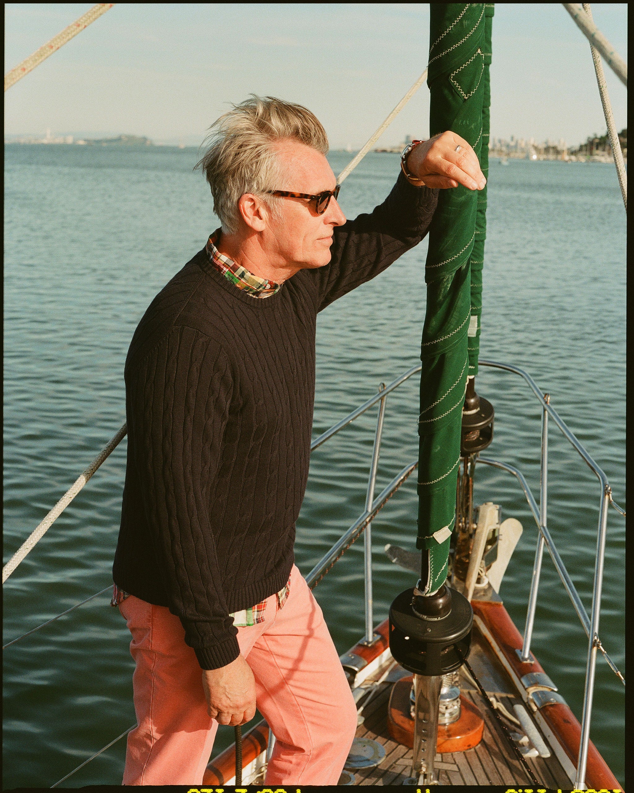 Navy Cotton-Cashmere Cable Crewneck Sweater