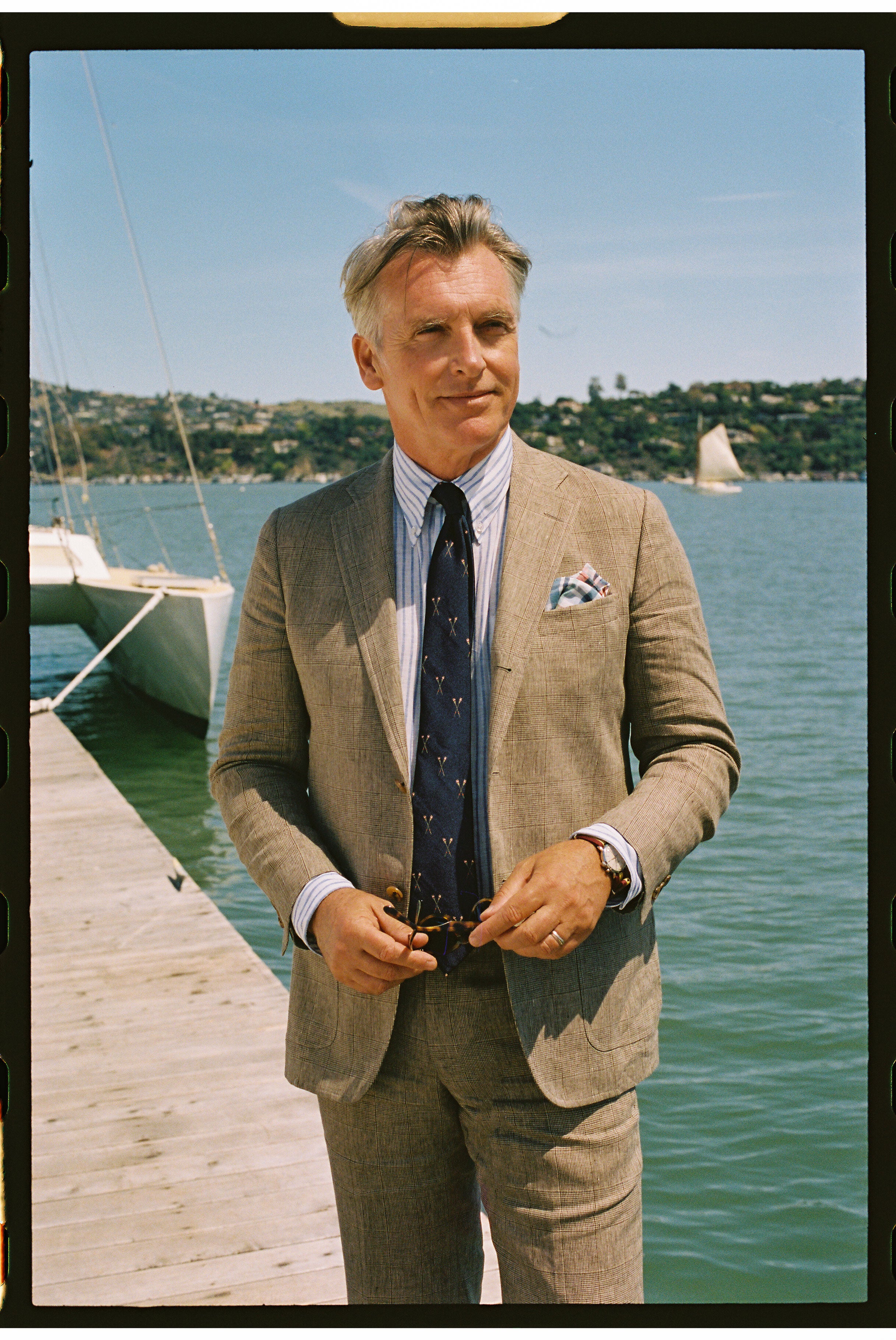 Made-in-USA Tan Prince of Wales Linen Sport Coat