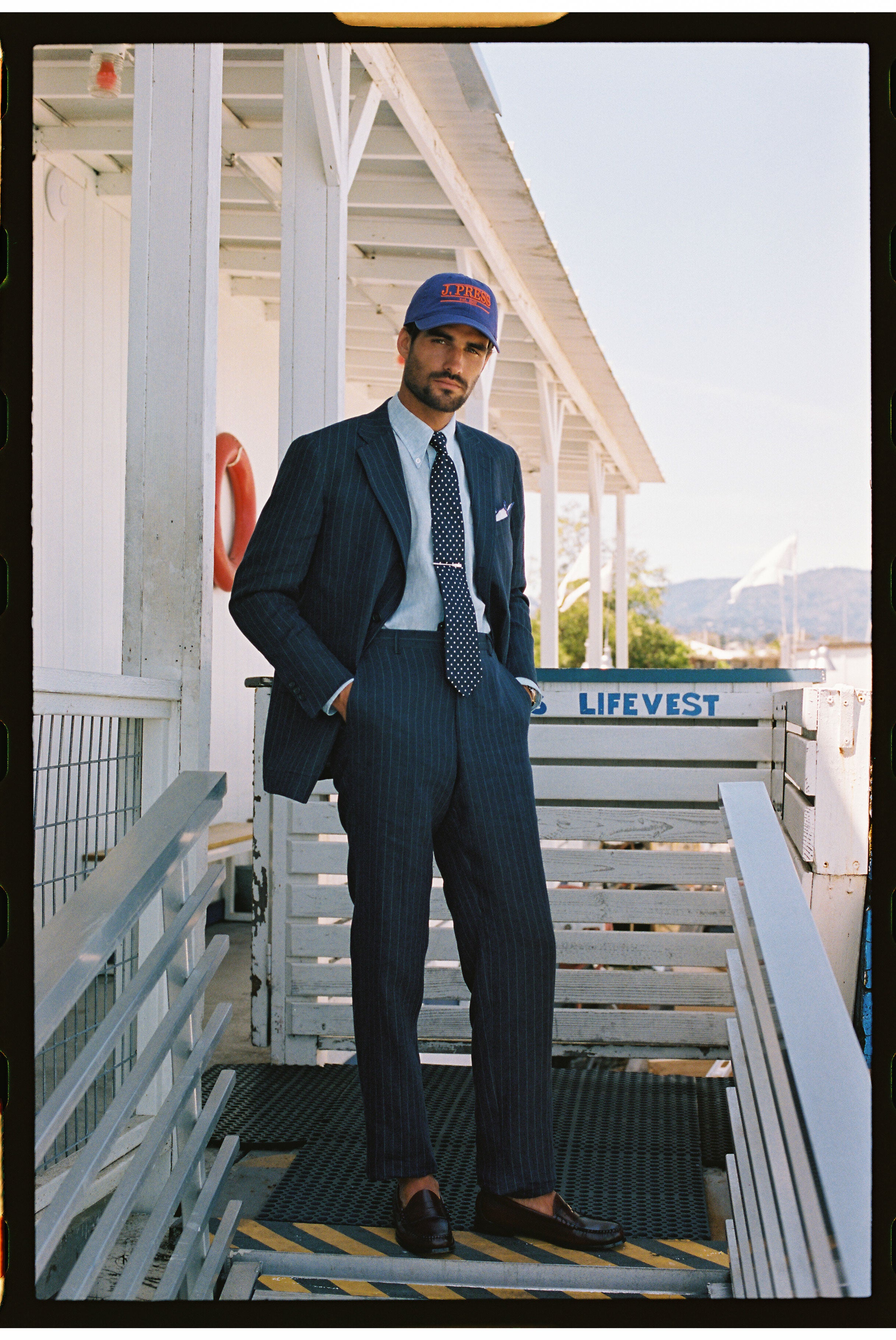 Made-in-USA Navy Chalkstripe Worsted Wool Suit