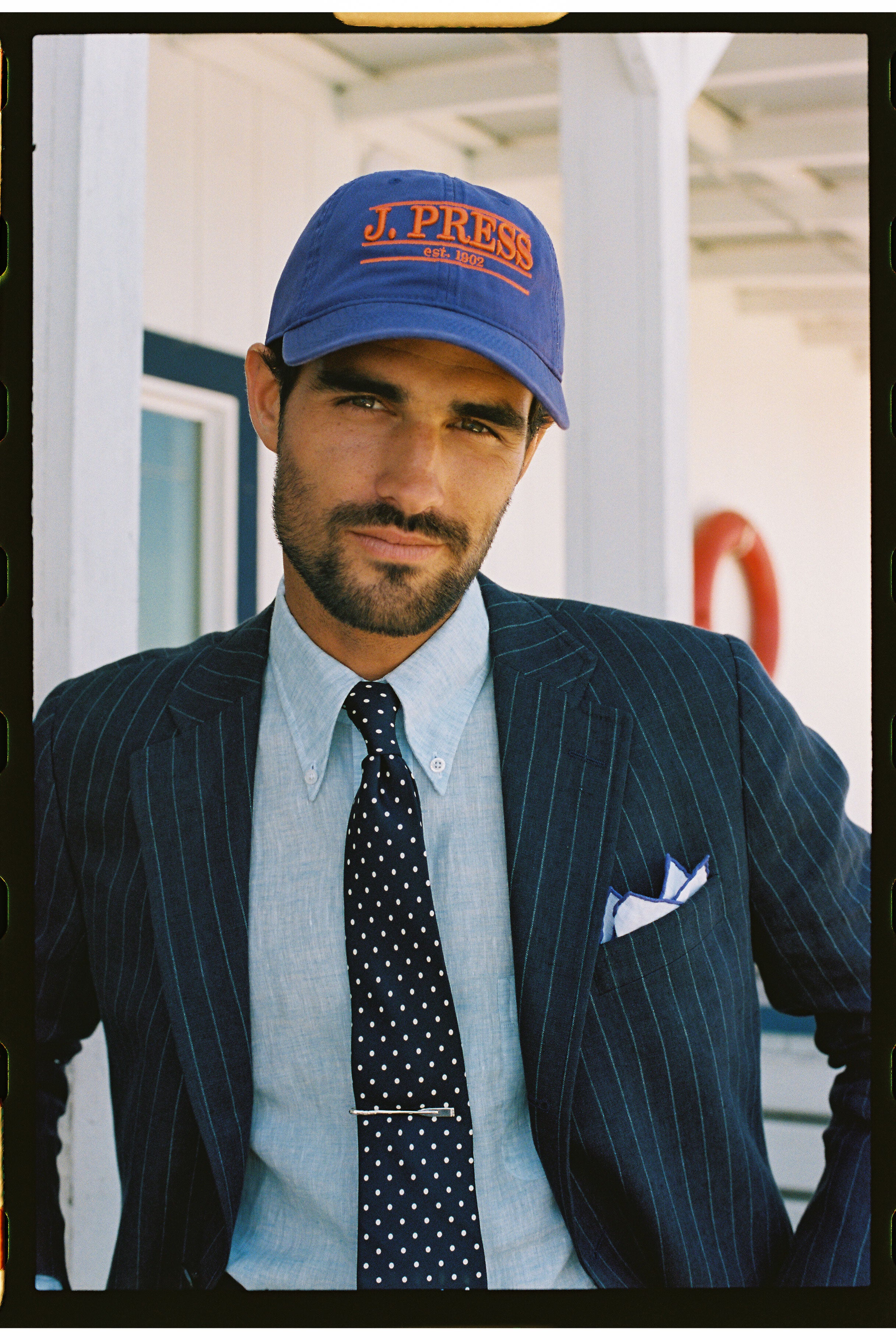 J. PRESS Purple Three-Bar Dad Hat