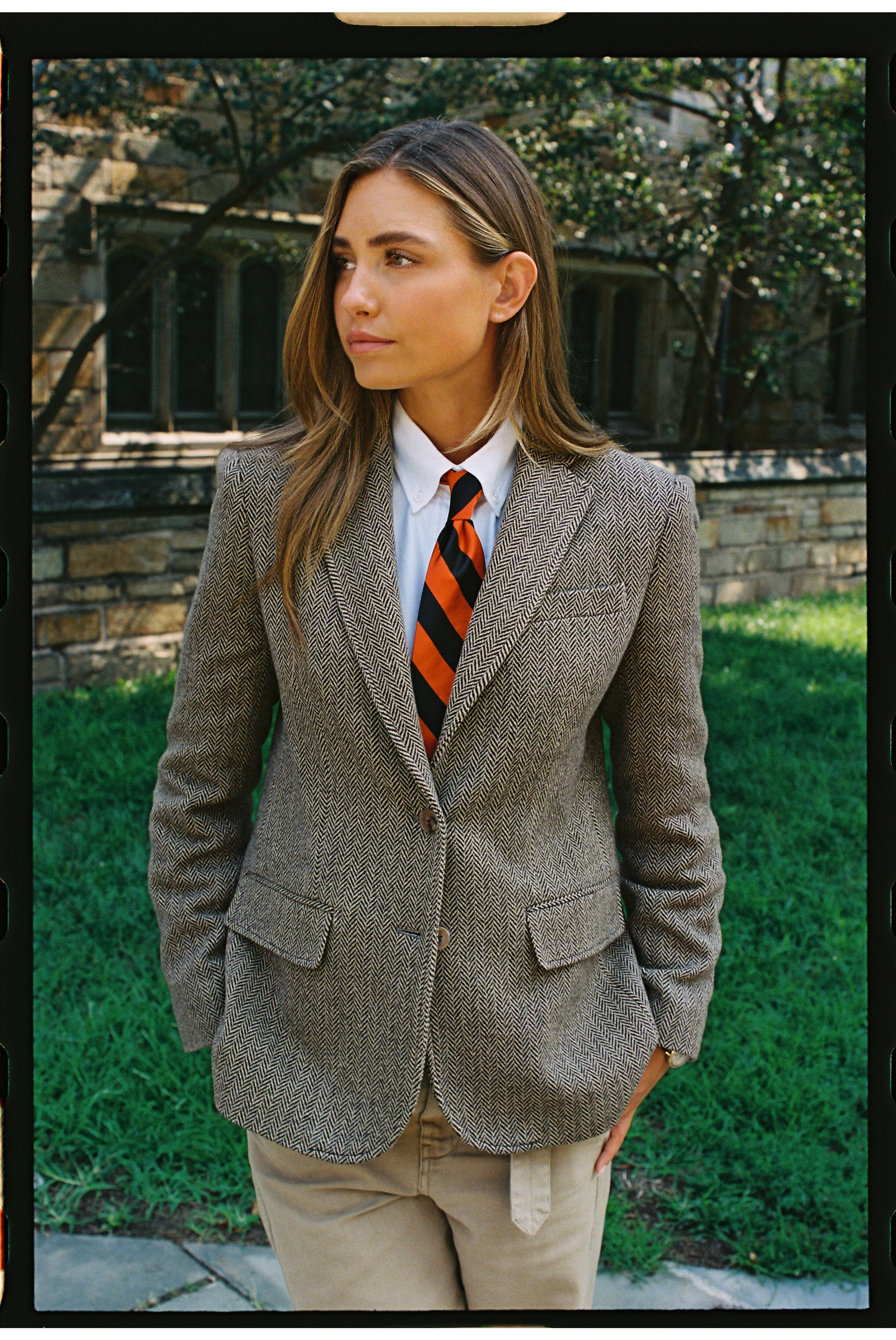 Made-in-USA Women's Black & Cream Herringbone Sport Coat