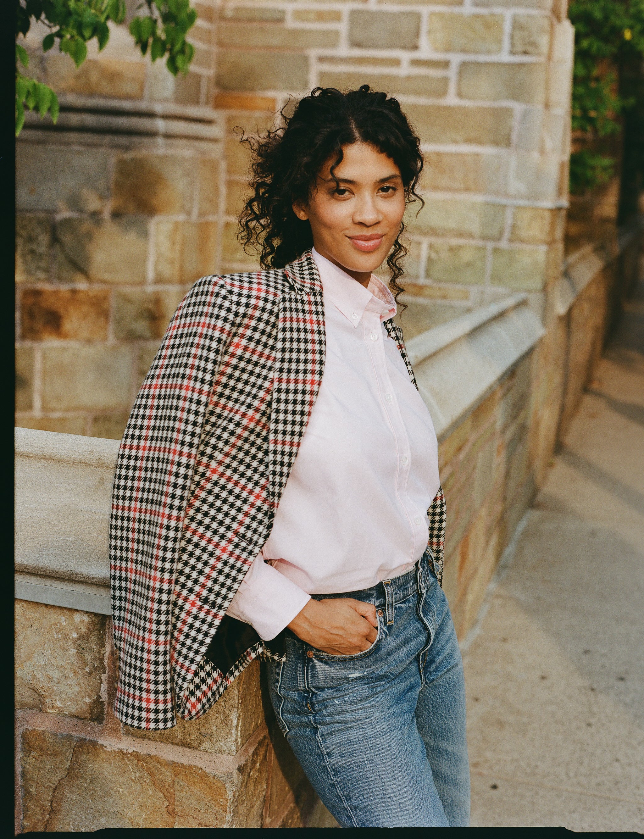 Made-in-USA Women's Black & White Check with Red Windowpane Sport Coat